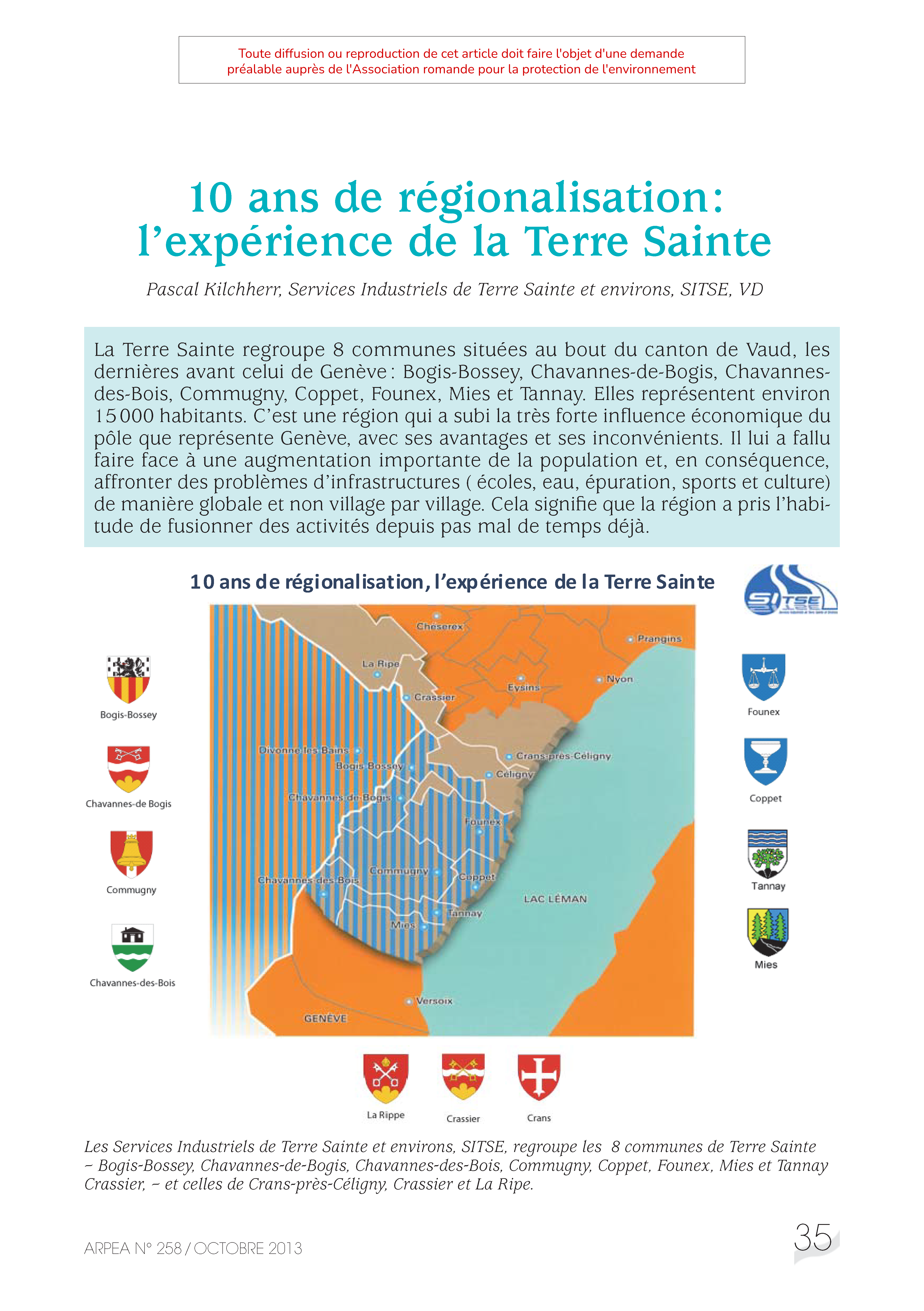 10 ans de régionalisation ; l’expérience de la Terre Sainte