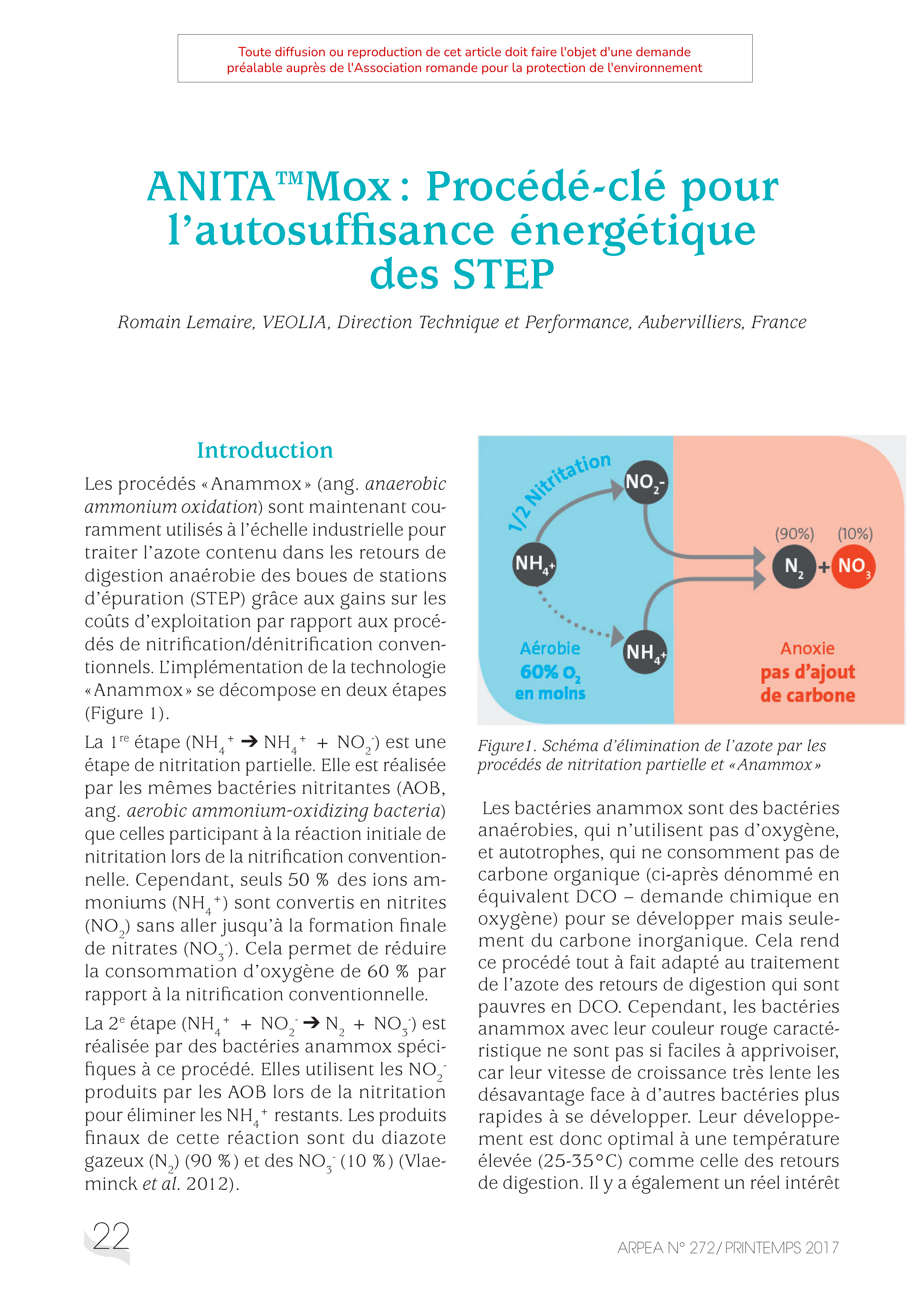 ANITA Mox : Procédé – clé pour l’autosuffisance énergétique des STEP