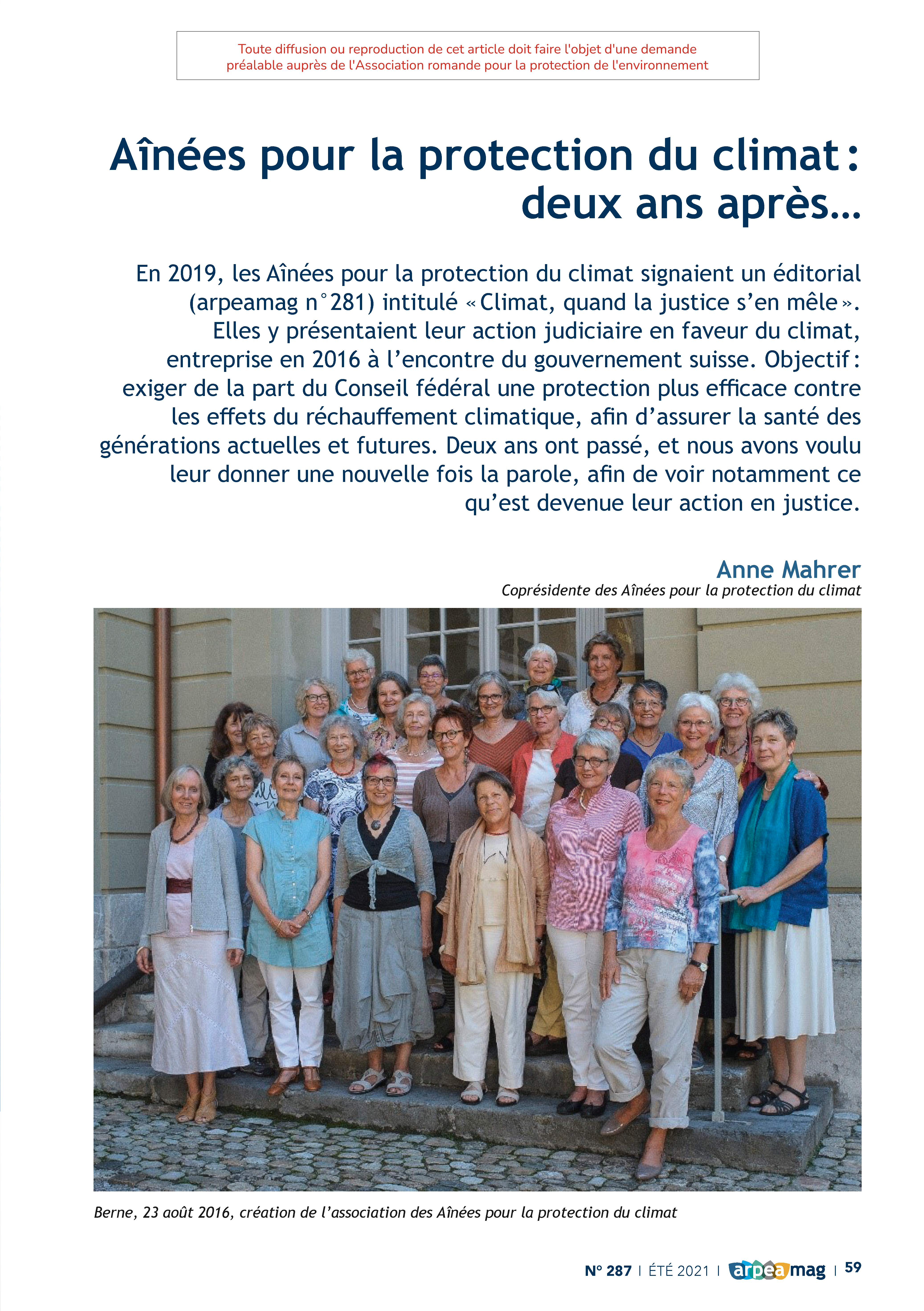Aînées pour la protection du climat : deux ans après…