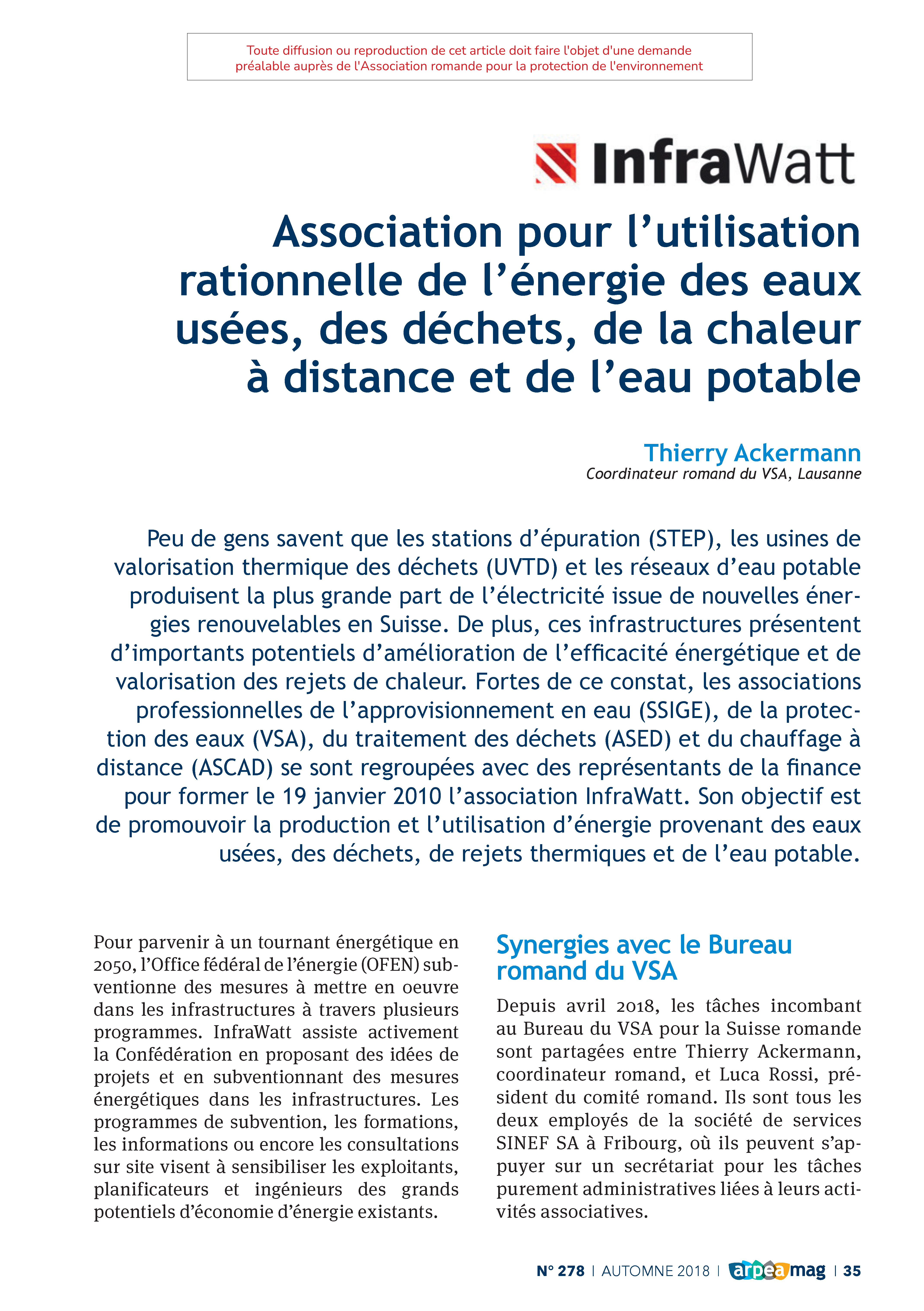 Association pour l’utilisation rationnelle de l’énergie des eaux usées, des déchets, de la chaleur à distance et de l’eau potable