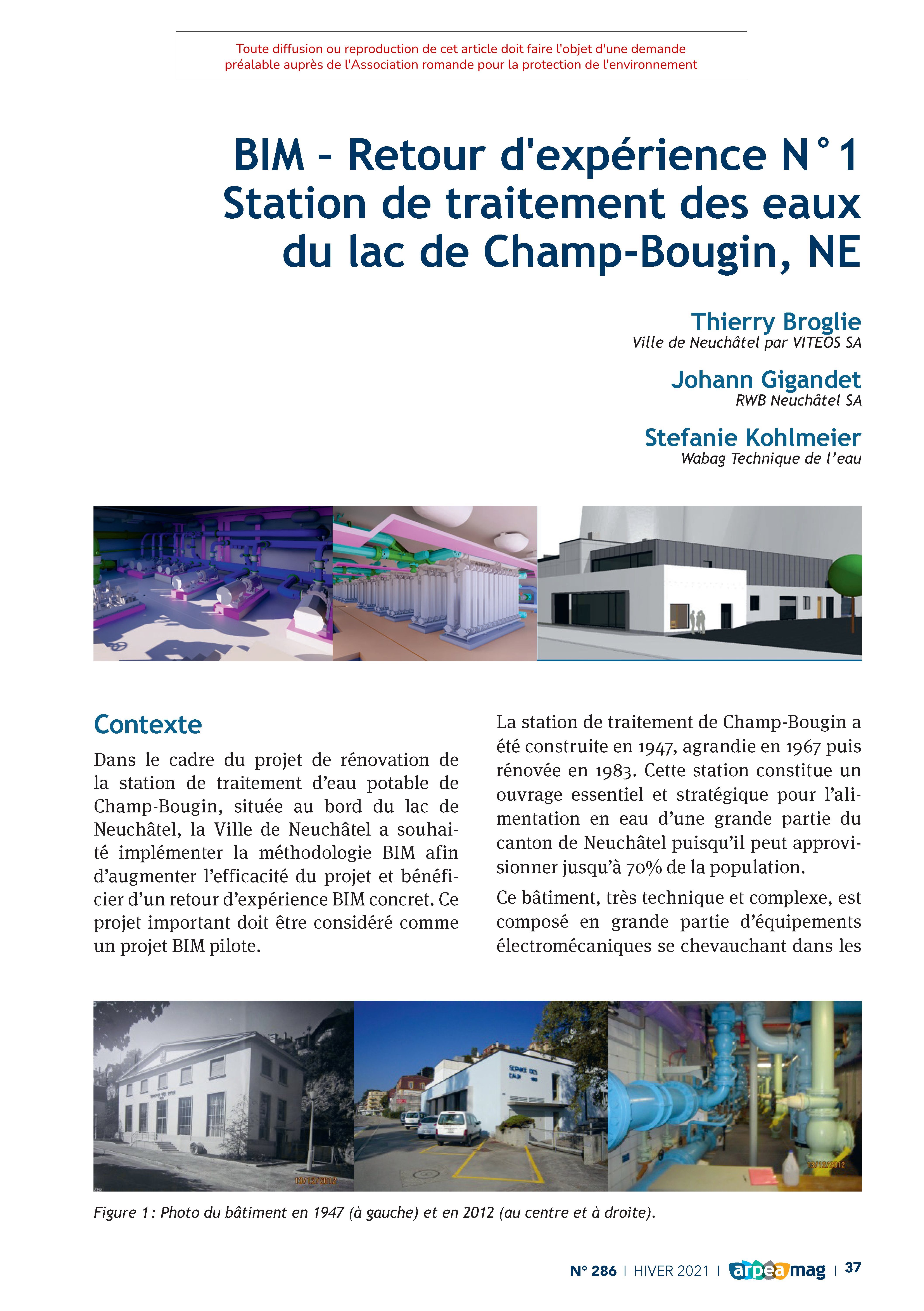 BIM – Retour d’expérience N°1 Station de traitement des eaux du lac de Champ-Bougin, NE
