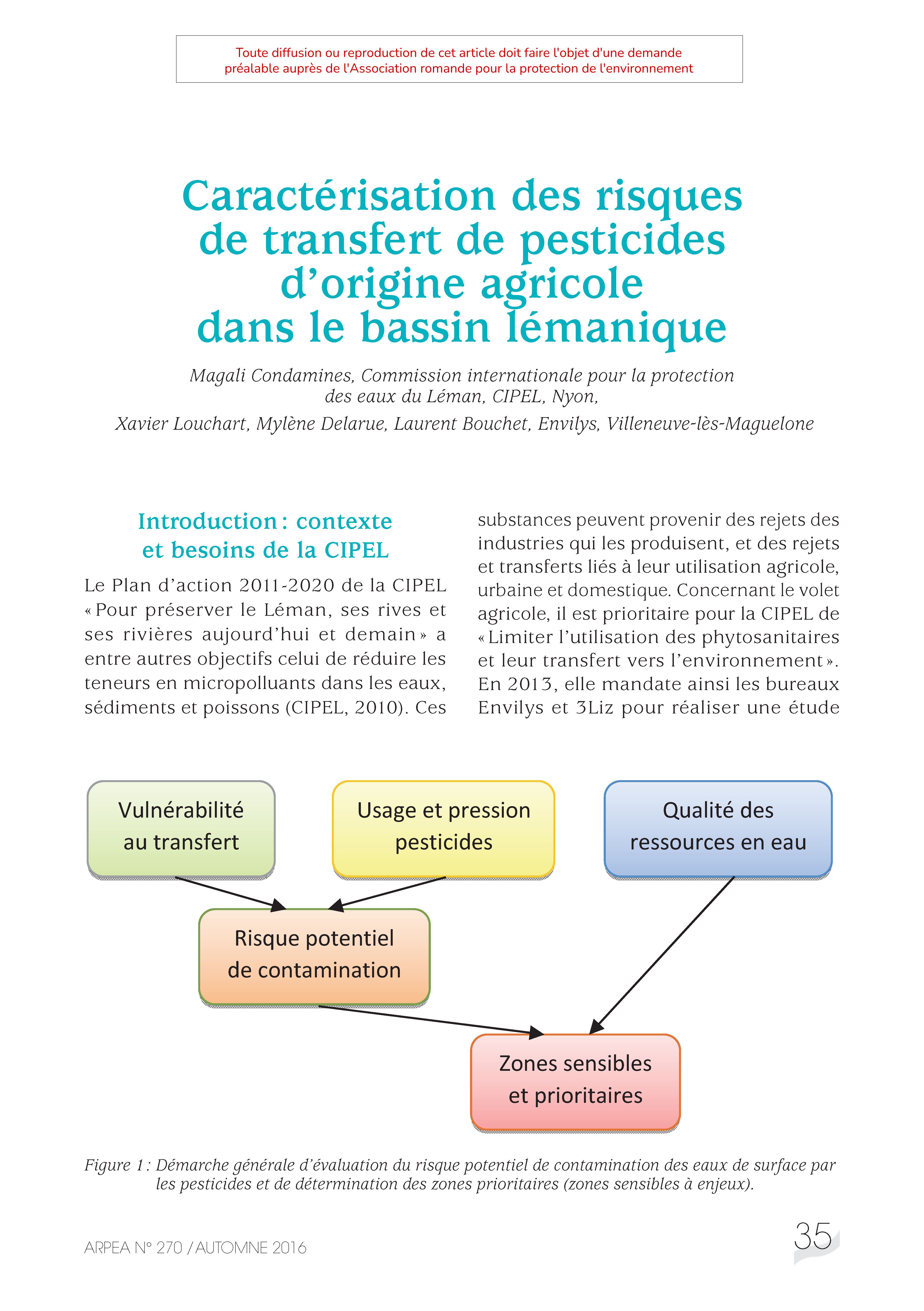 Caractérisation des risques de transfert de pesticides d’origine agricole dans le bassin lémanique