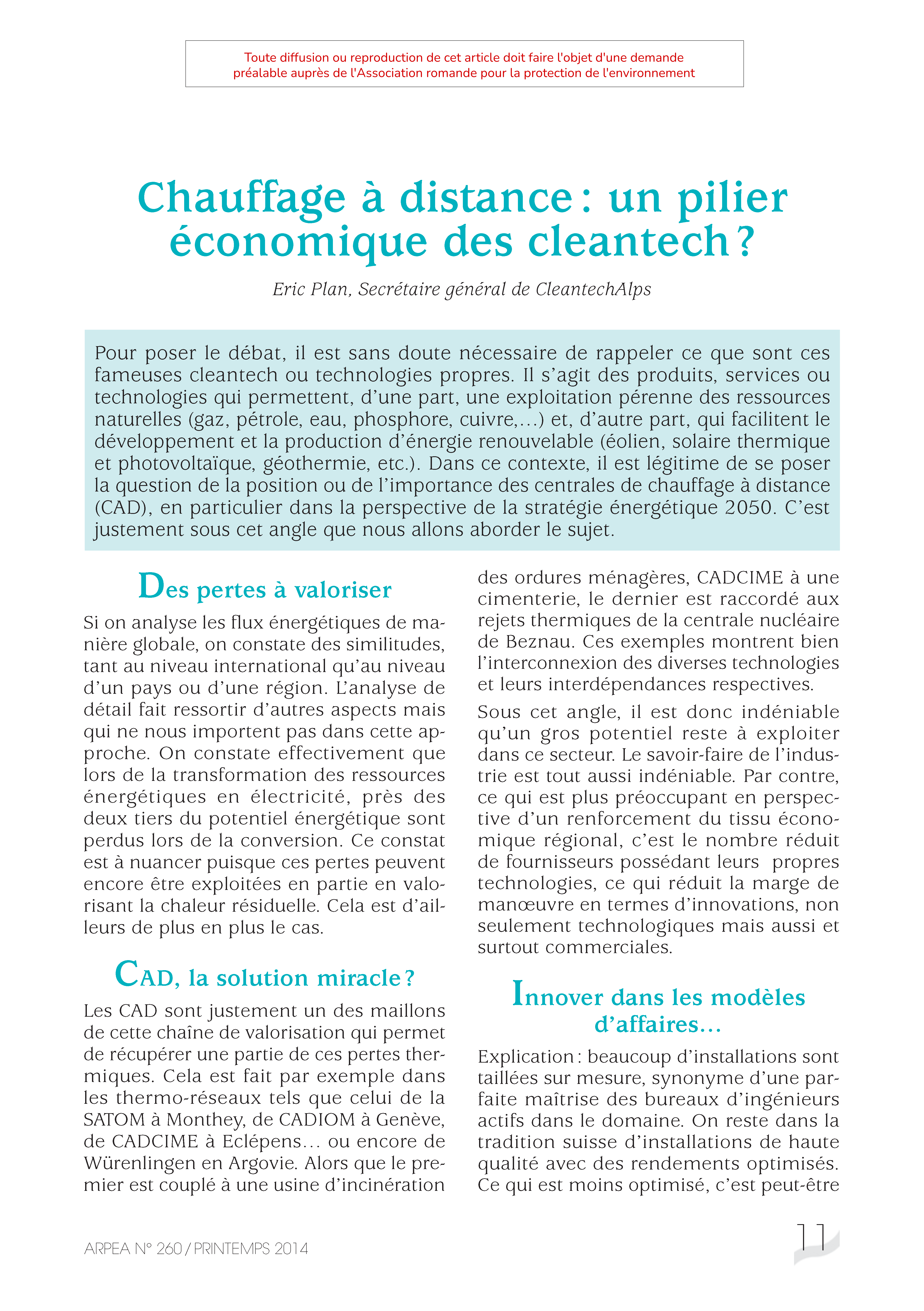 Chauffage à distance : un pilier économique des cleantech ?