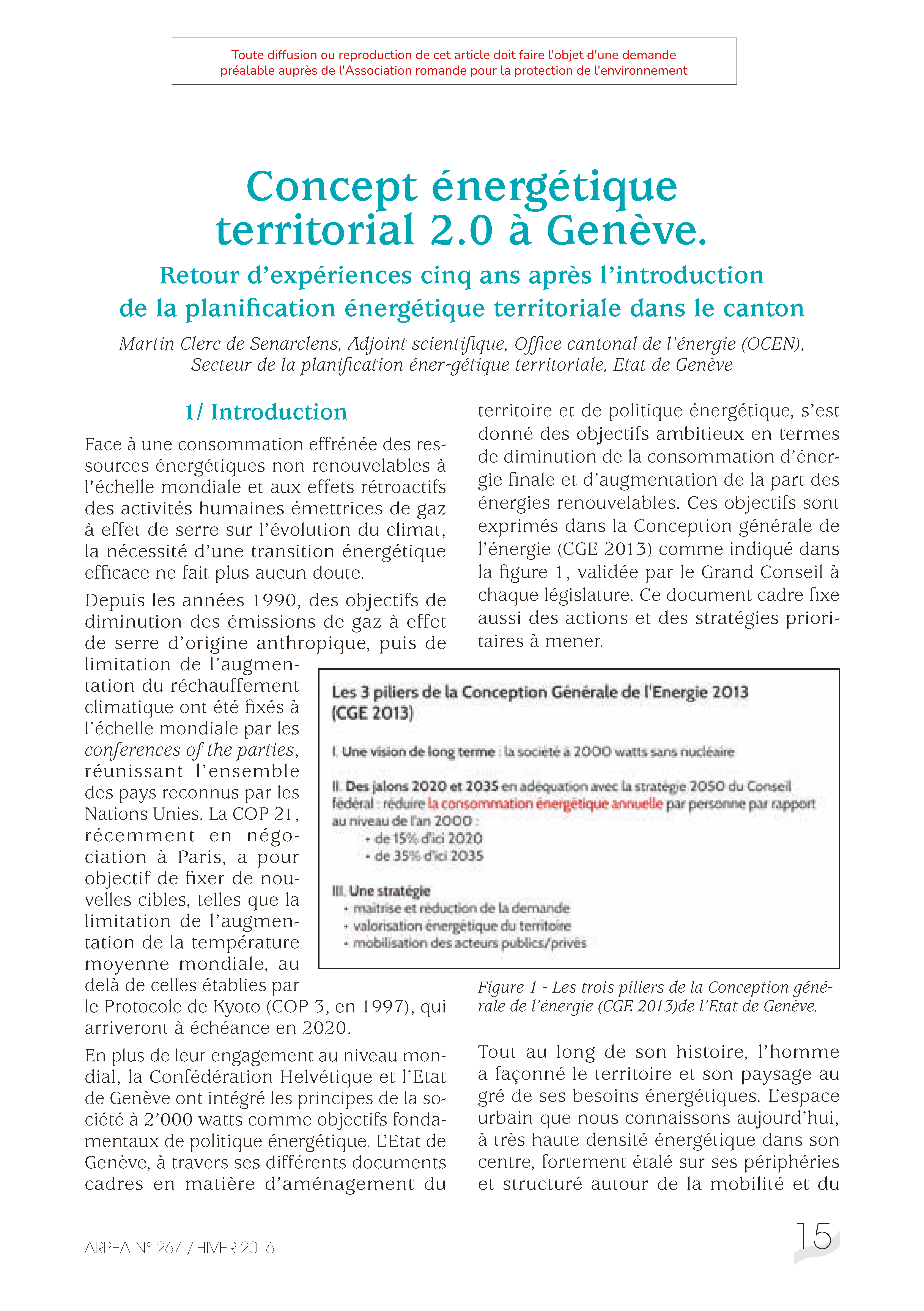 Concept énergétique territorial 2.0 à Genève. Retour d’expérience cinq ans après l’introduction de la planification énergétique territoriale dans le canton