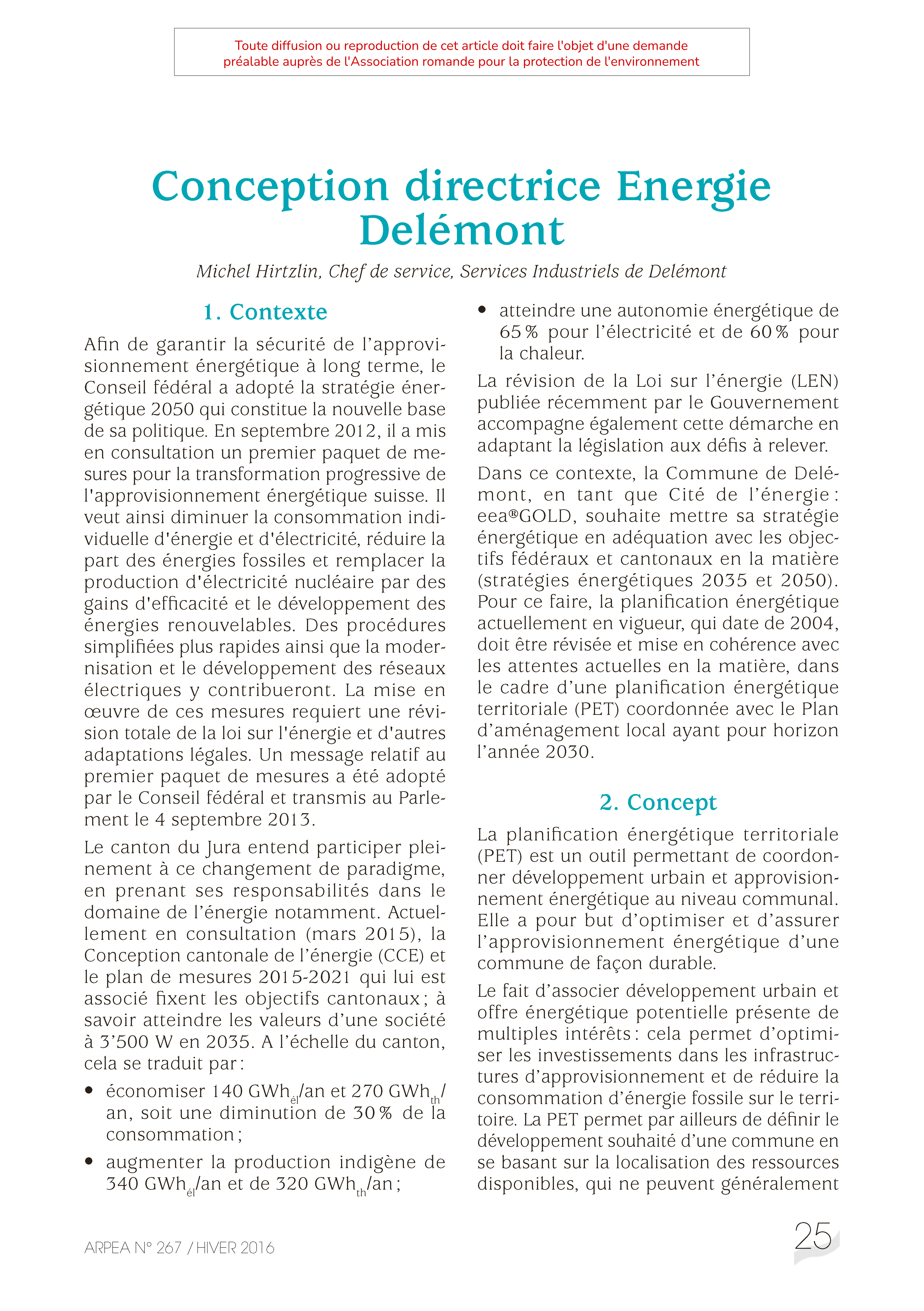 Conception directrice Energie Delémont