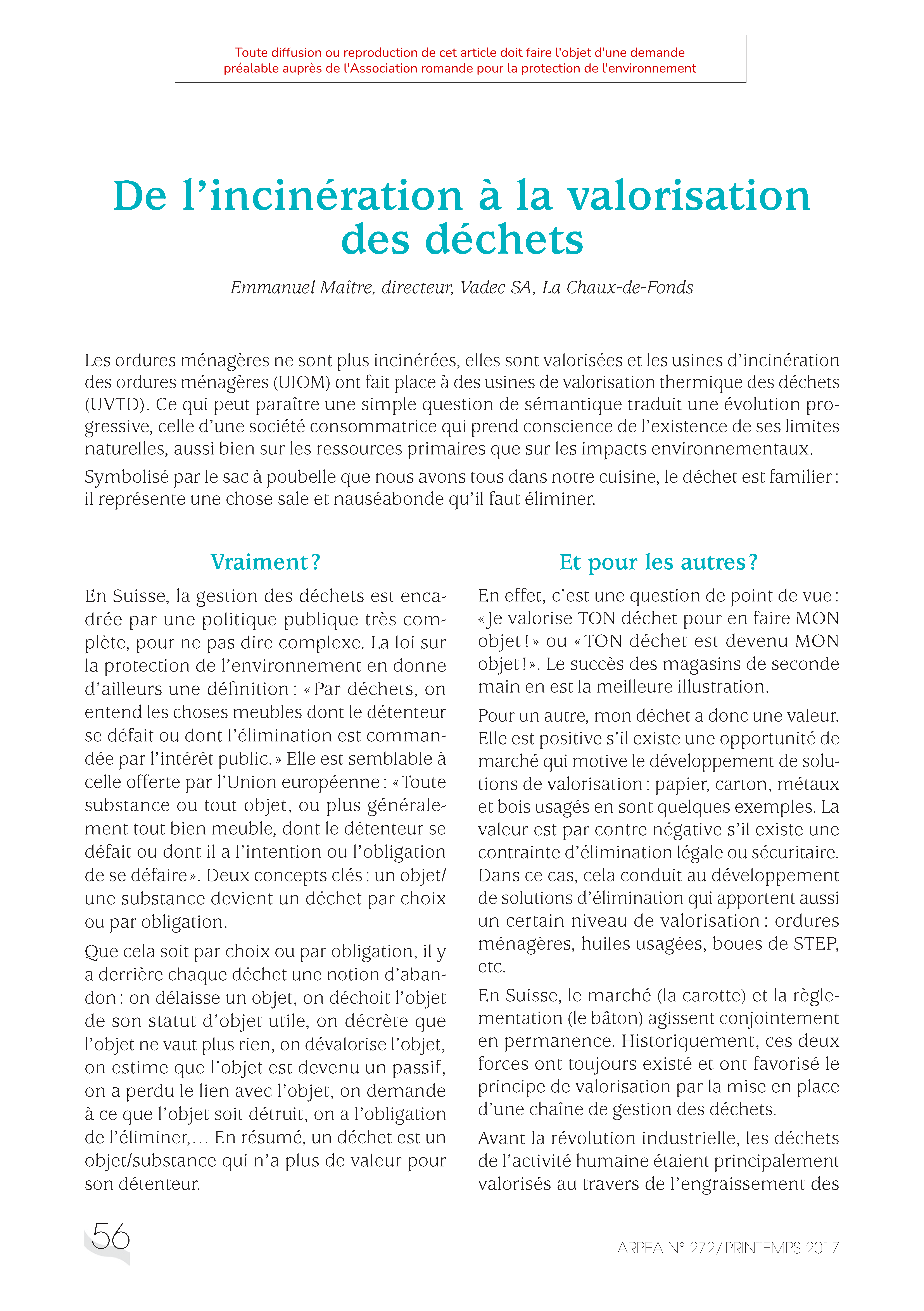 De l’incinération à la valorisation des déchets