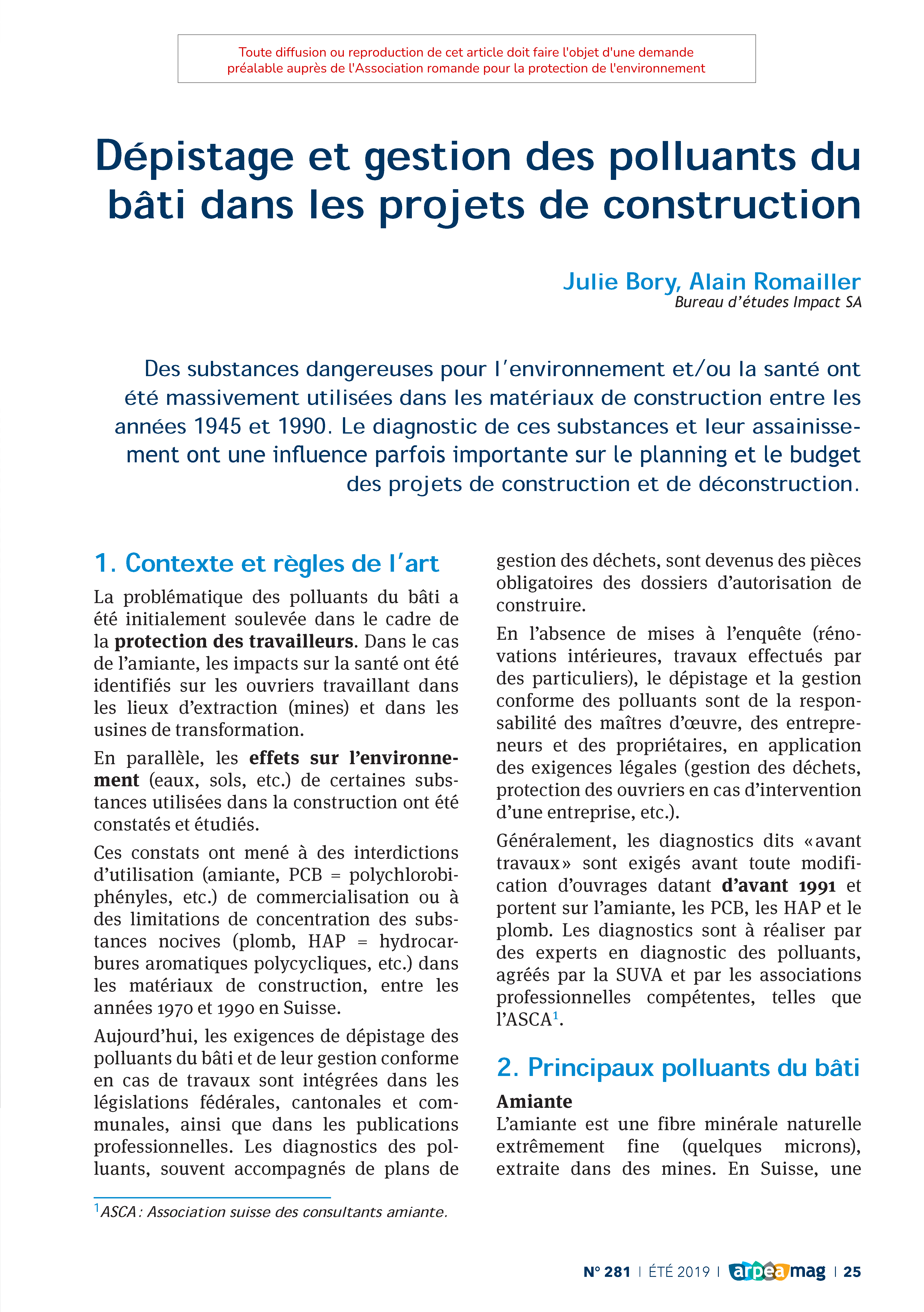 Dépistage et gestion des polluants du bâti dans les projets de construction