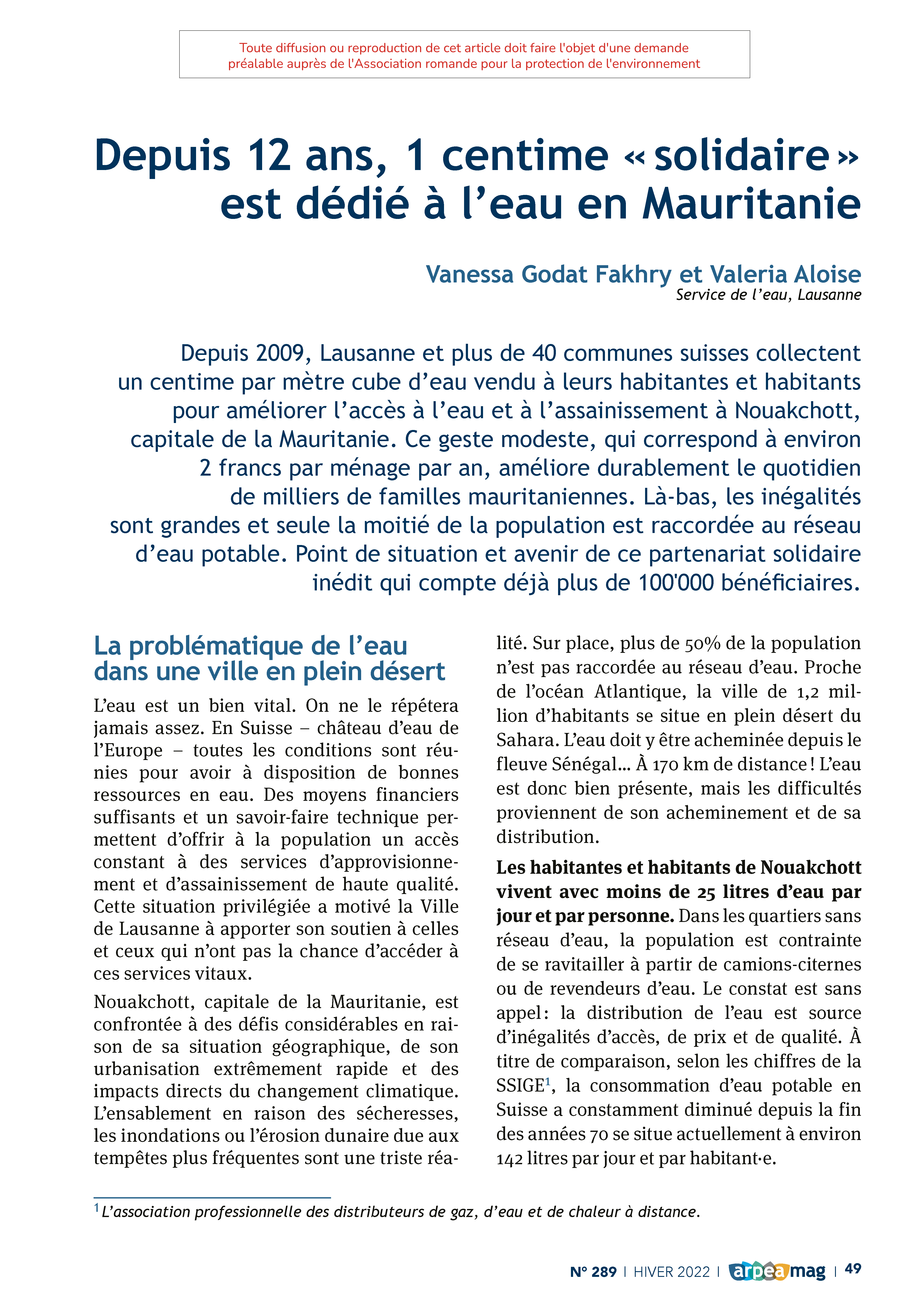 Depuis 12 ans, 1 centime « solidaire » est dédié à l’eau en Mauritanie