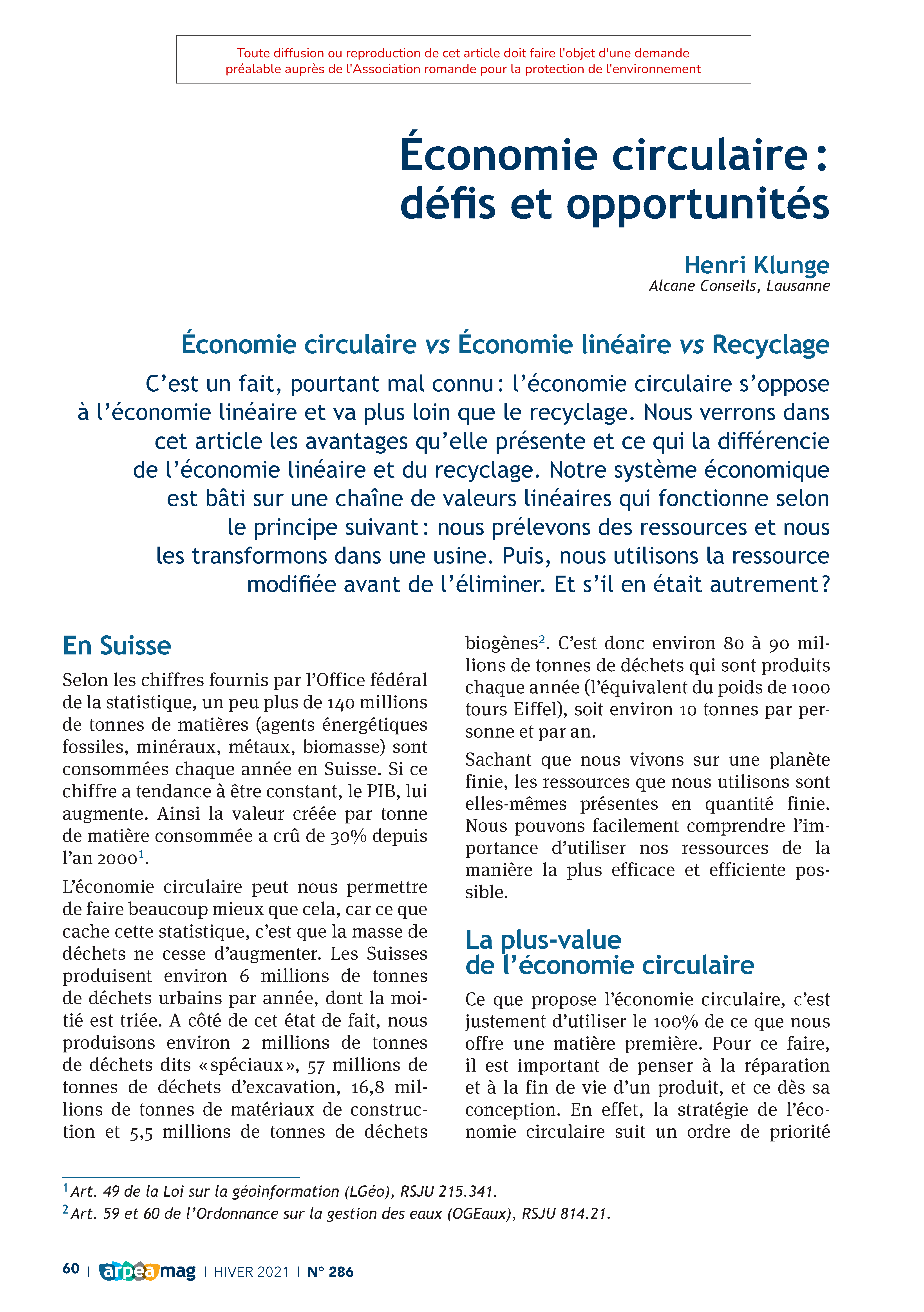 Économie circulaire : défis et opportunités