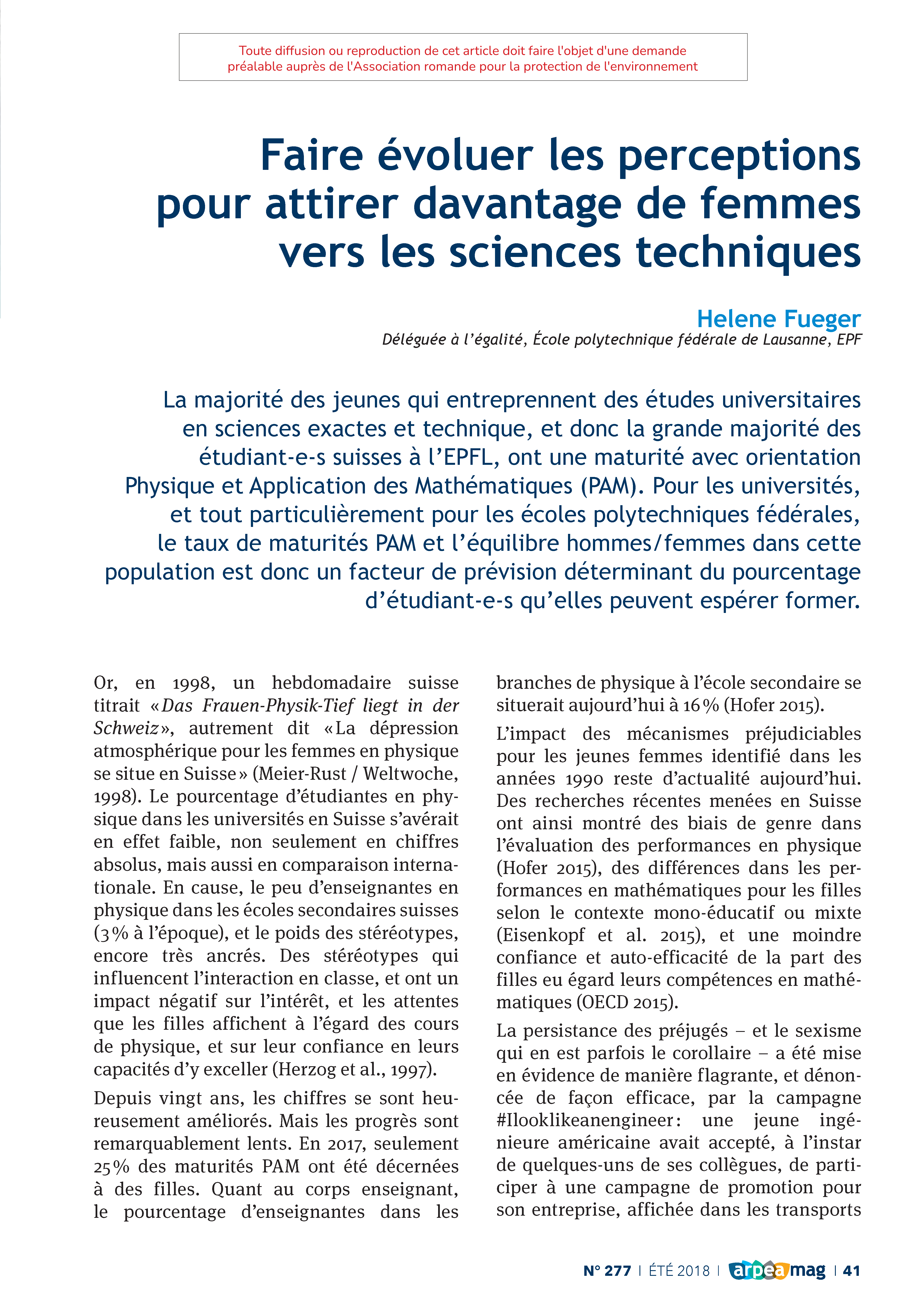 Faire évoluer les perceptions pour attirer davantage de femmes vers les sciences techniques
