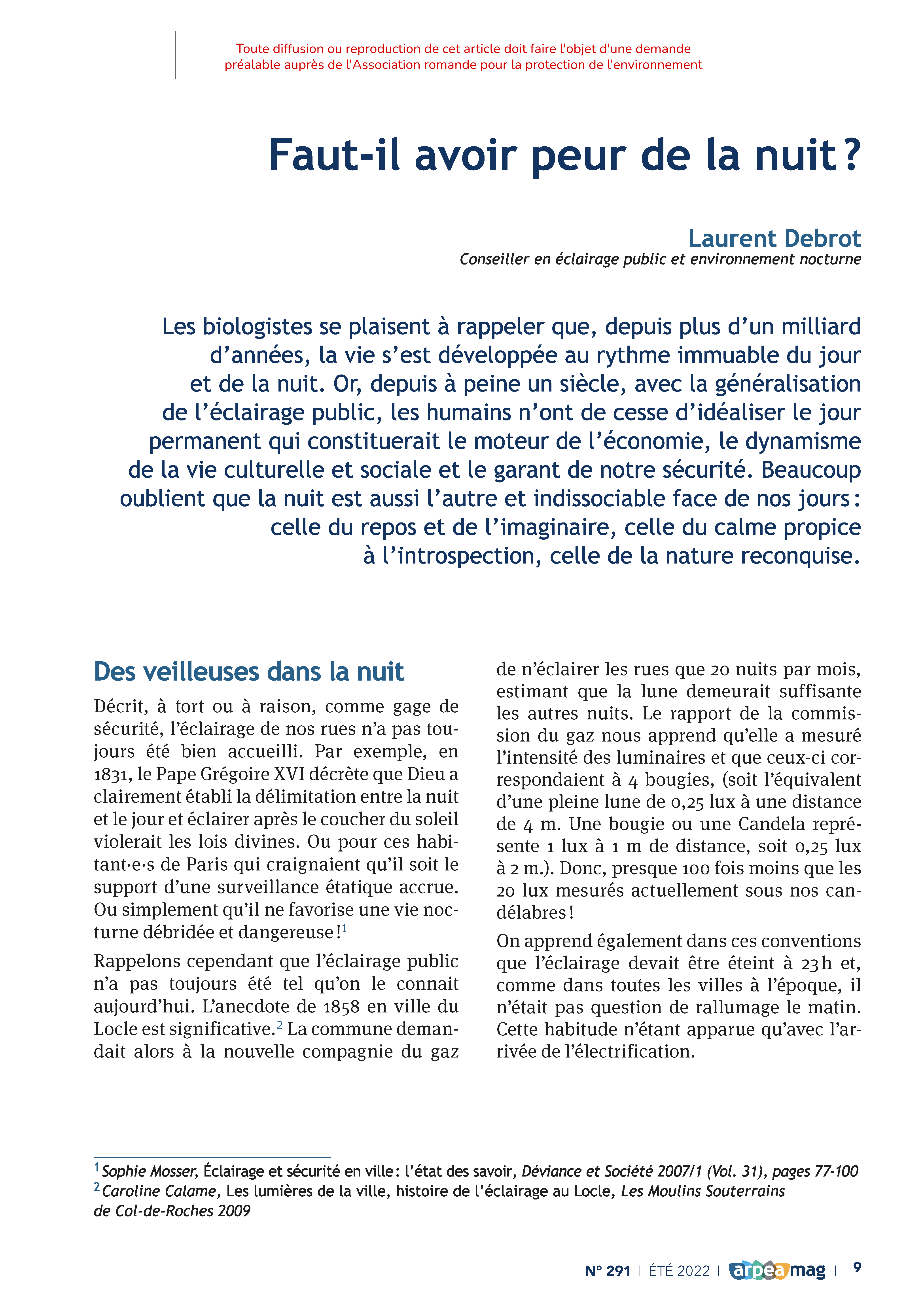 Faut-il avoir peur de la nuit ?