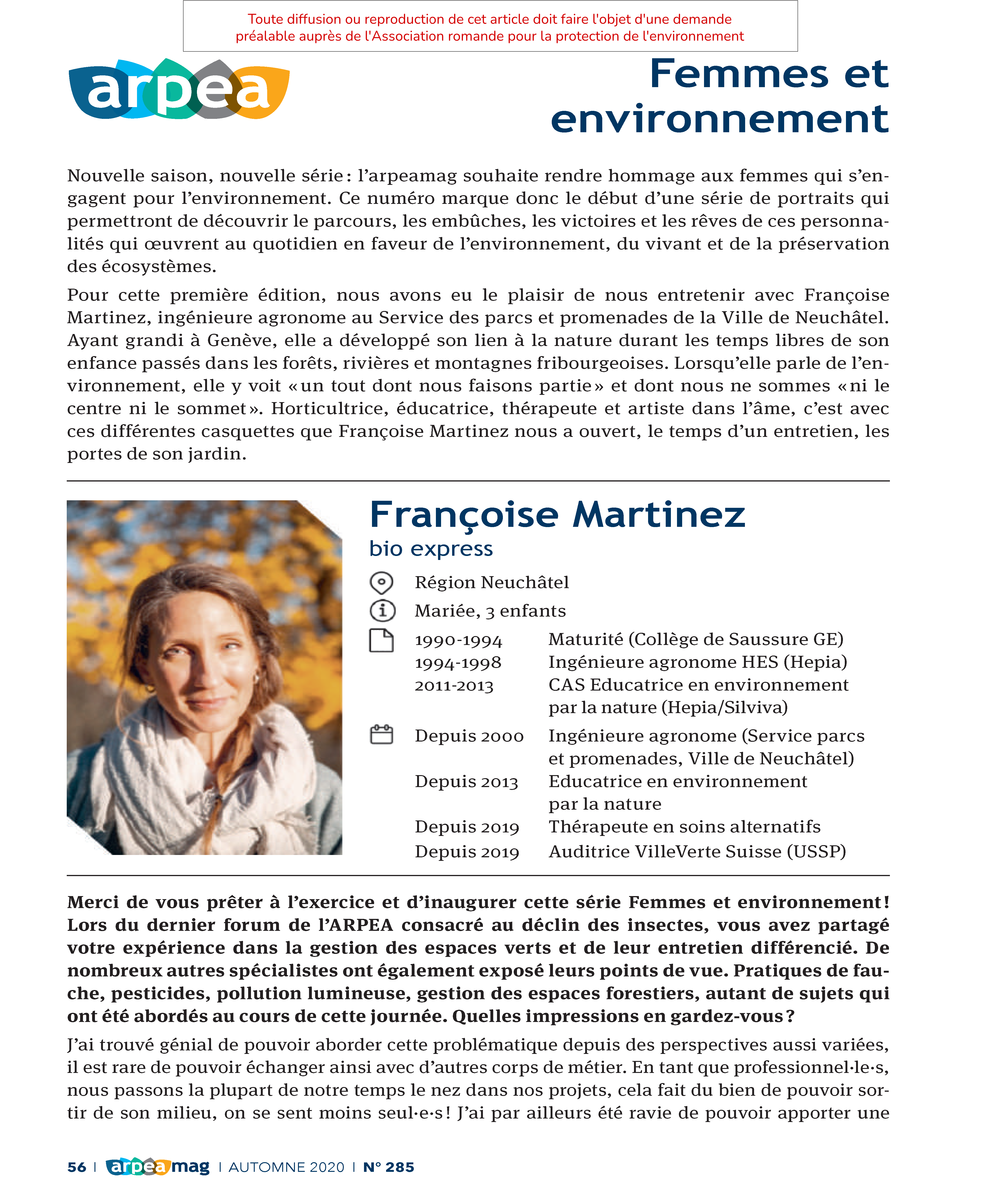 Femmes et environnement : Interview de Françoise Martinez