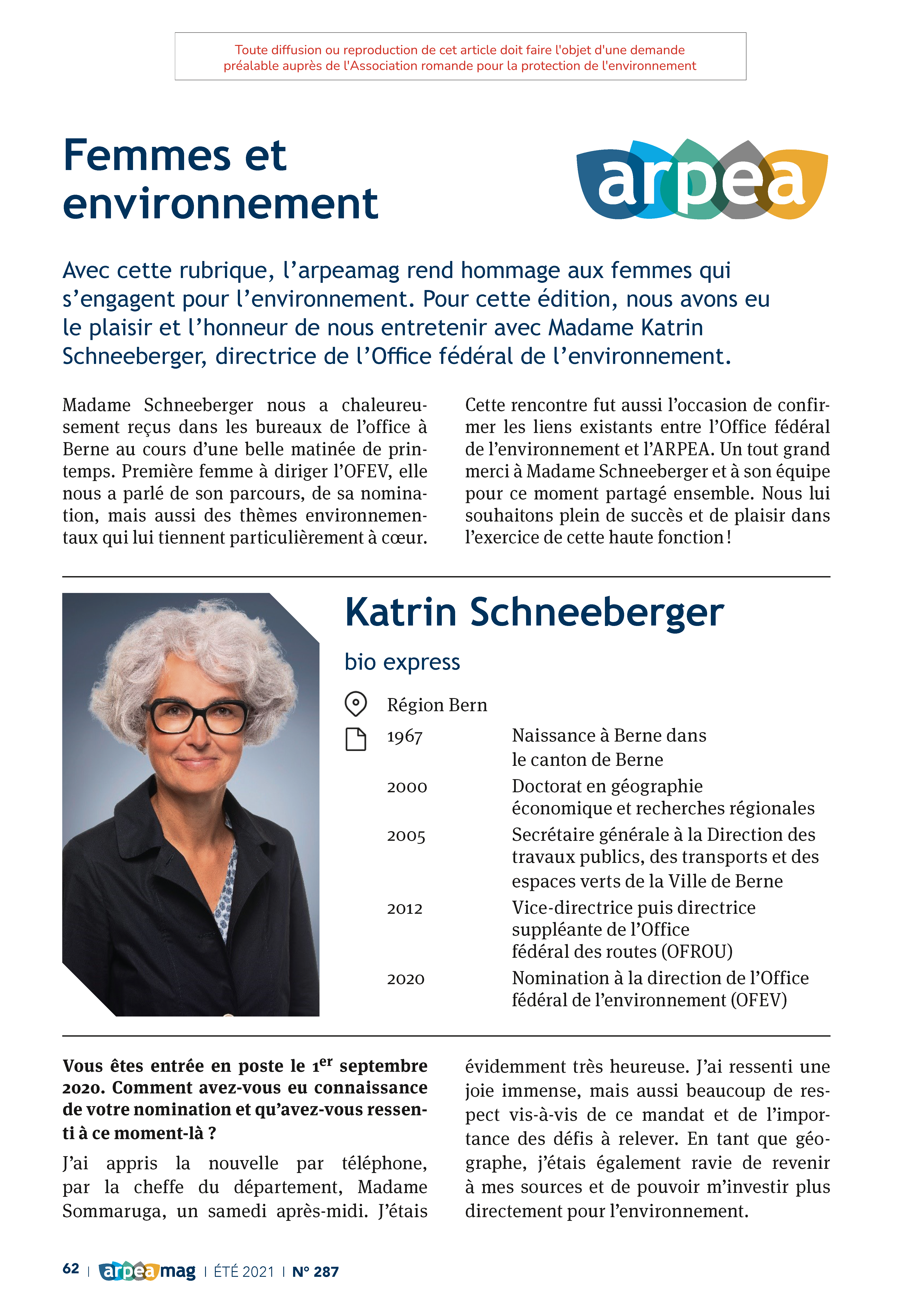 Femmes et environnement : interview de Katrin Schneeberger
