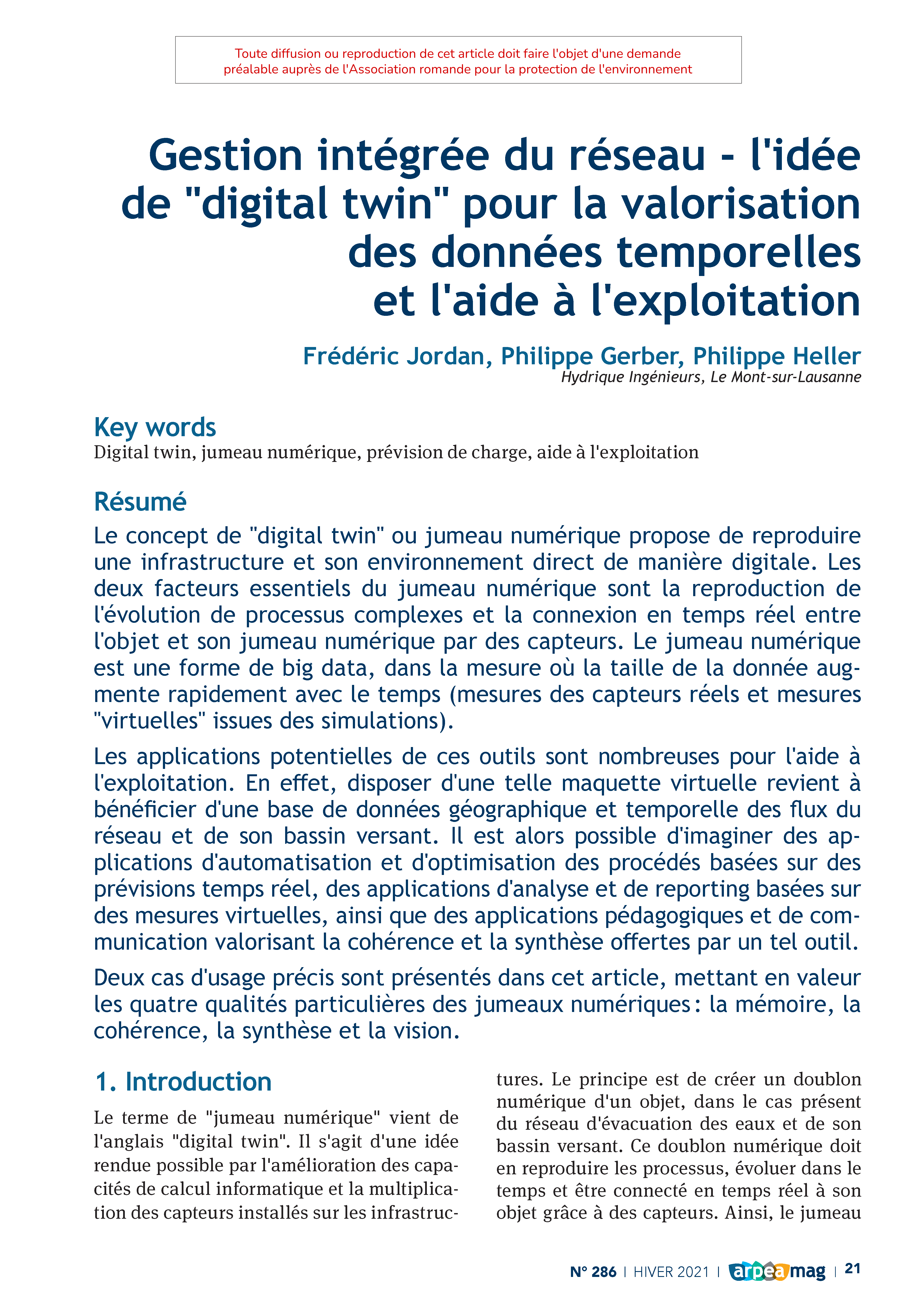 Gestion intégrée du réseau – l’idée de » digital twins » pour la valorisation des données temporelles et l’aide à l’exploitation