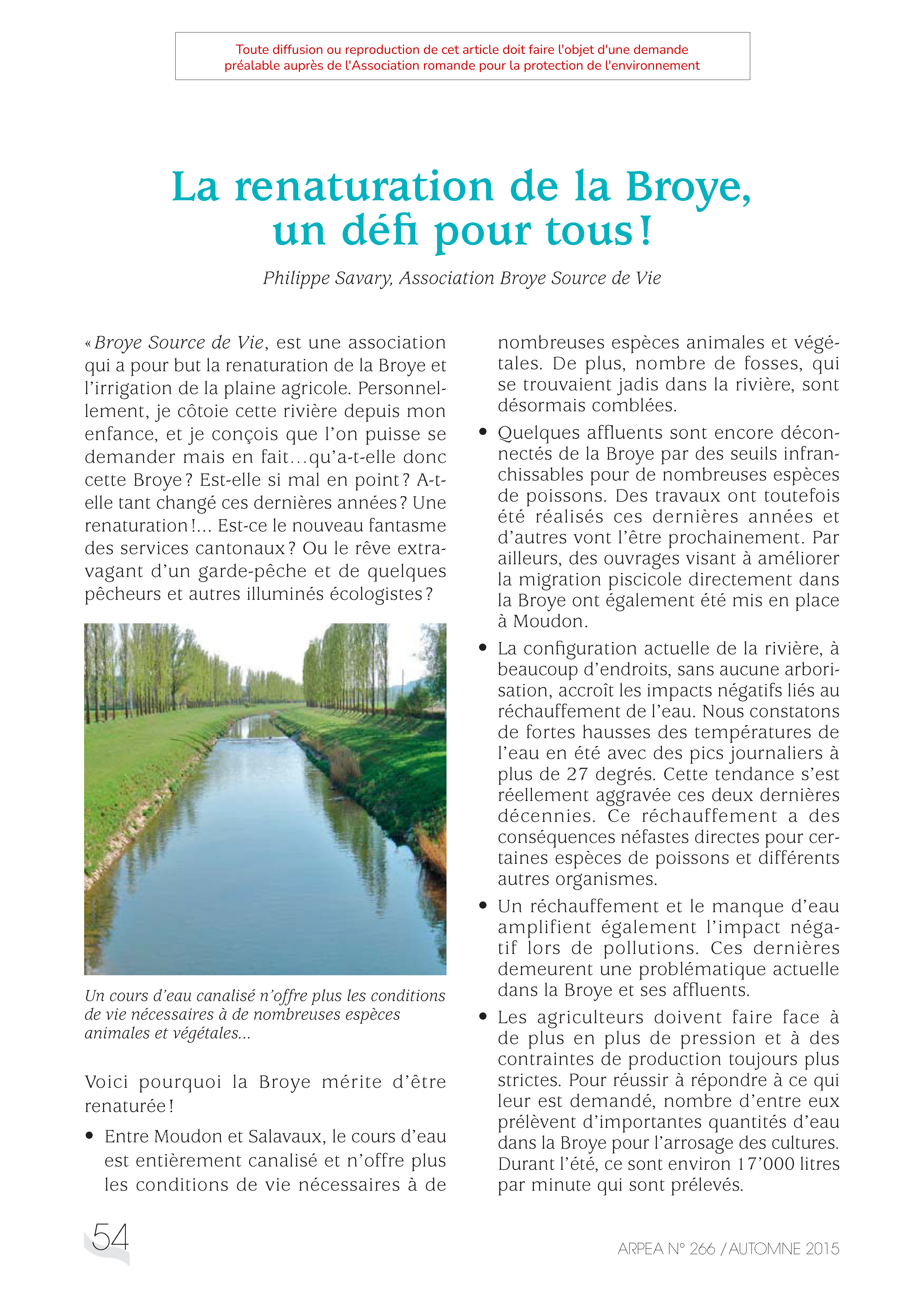 La renaturation de la Broye, un défi pour tous !