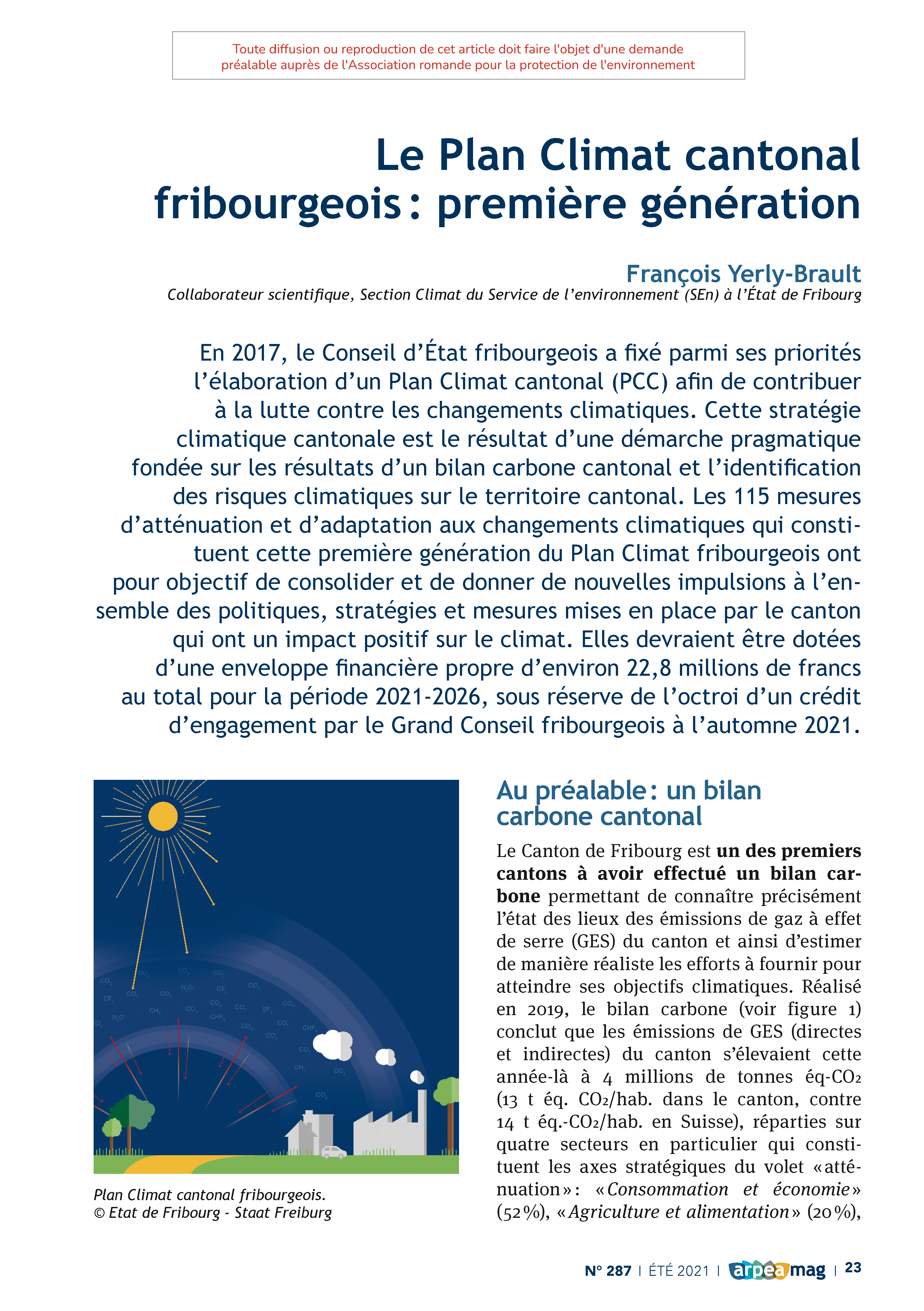 Le Plan Climat cantonal fribourgeois : première génération