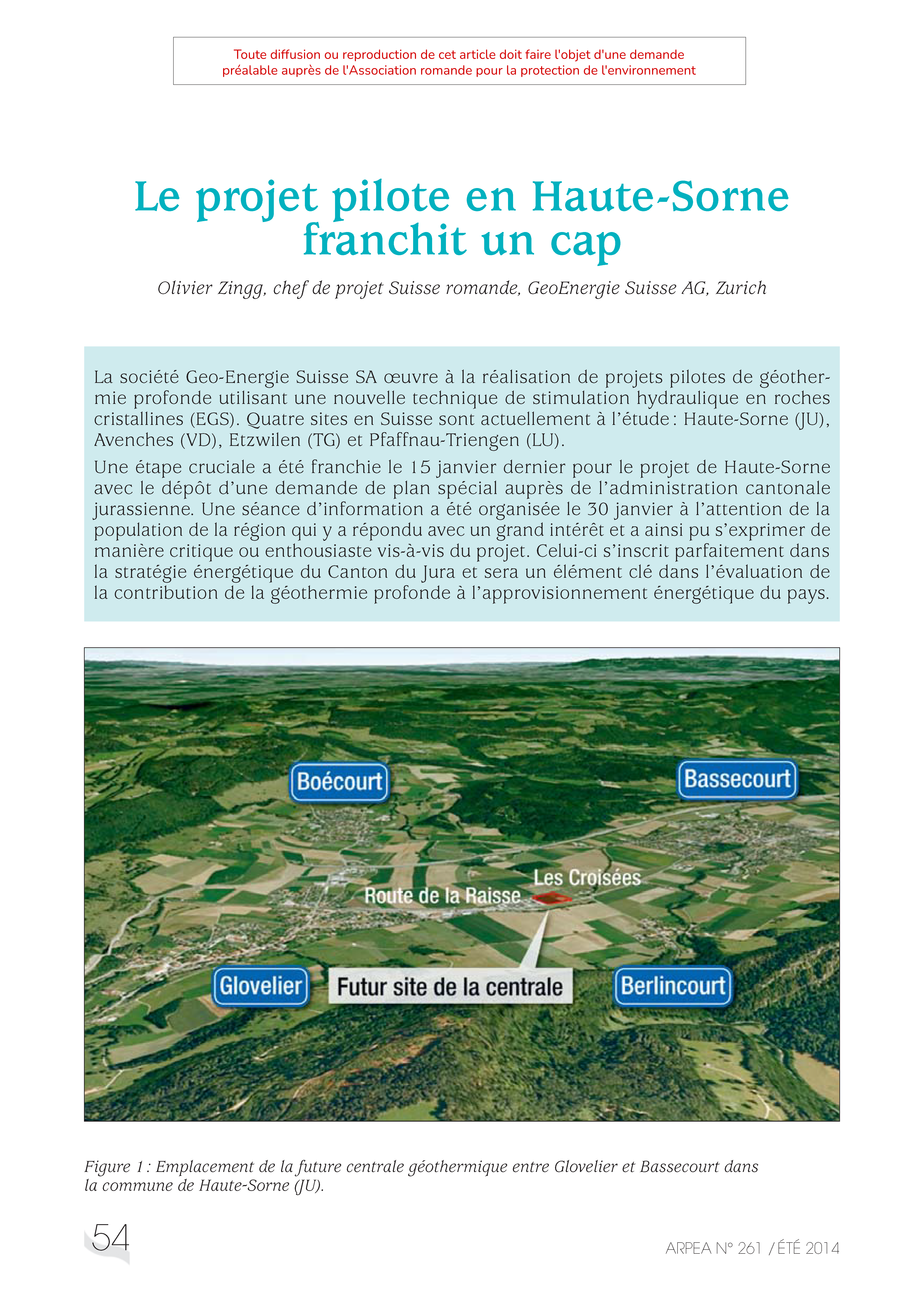 Le projet pilote en Haute – Sorne franchit un cap