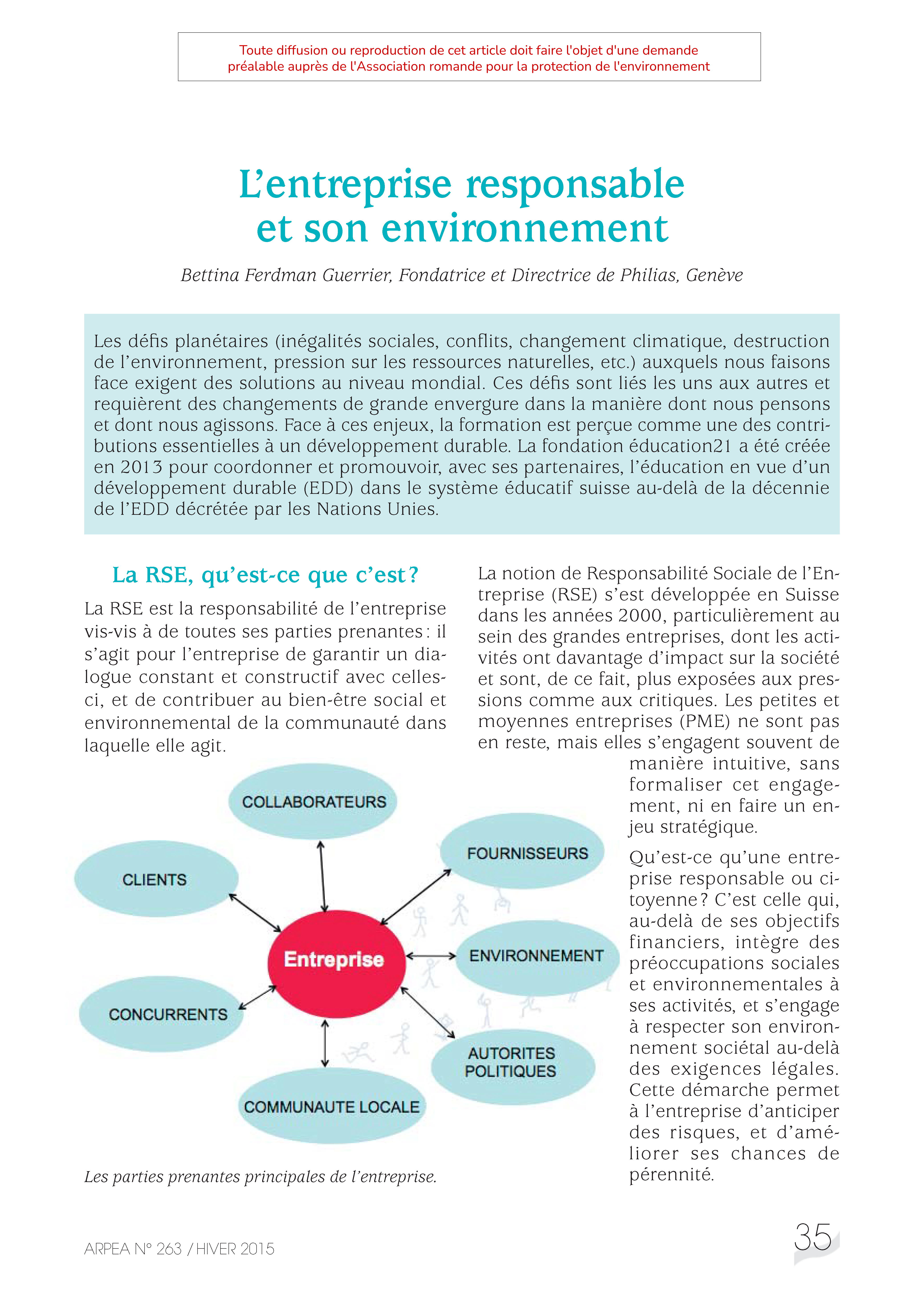 L’entreprise responsable et son environnement