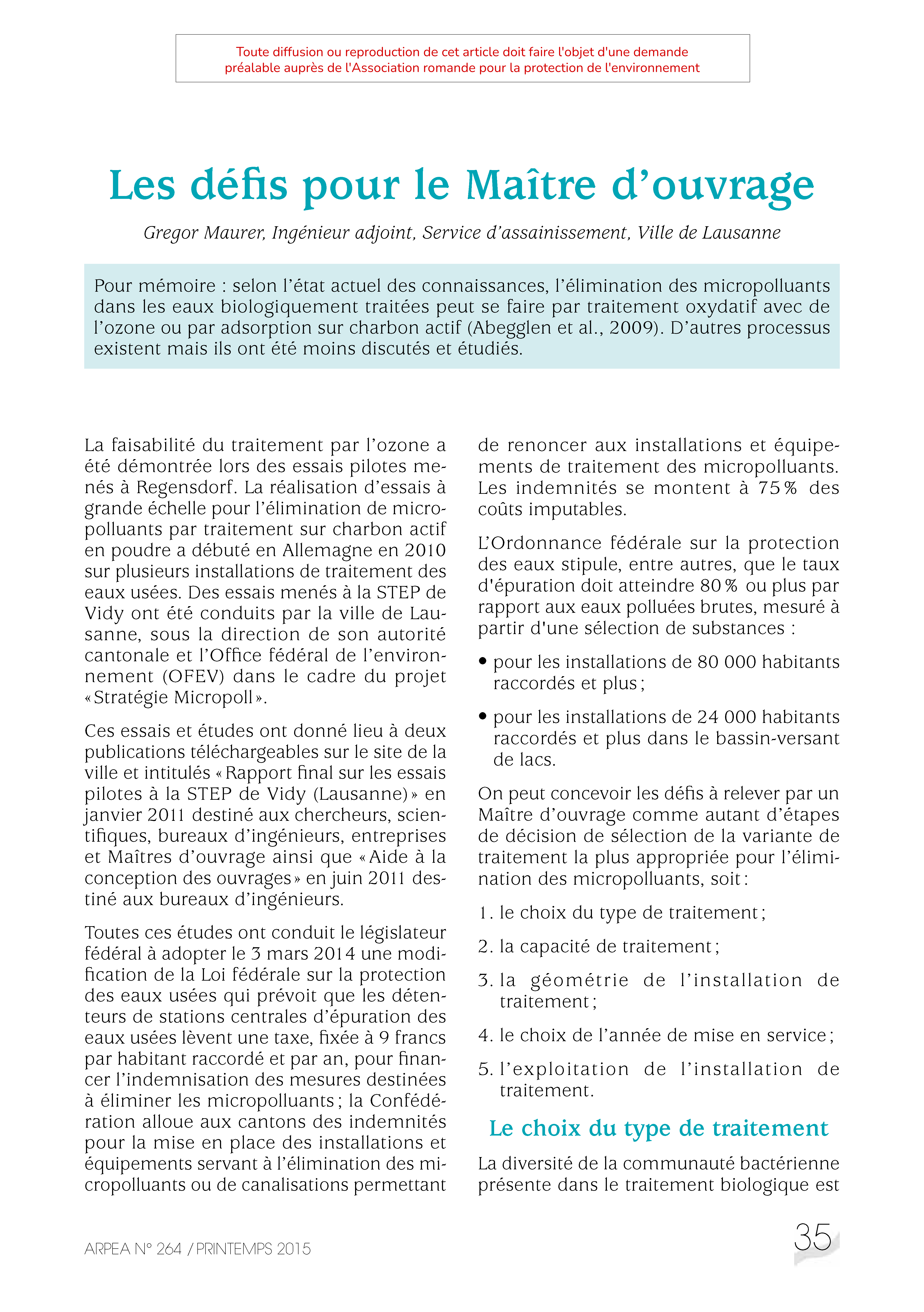Les défis pour le Maître d’ouvrage