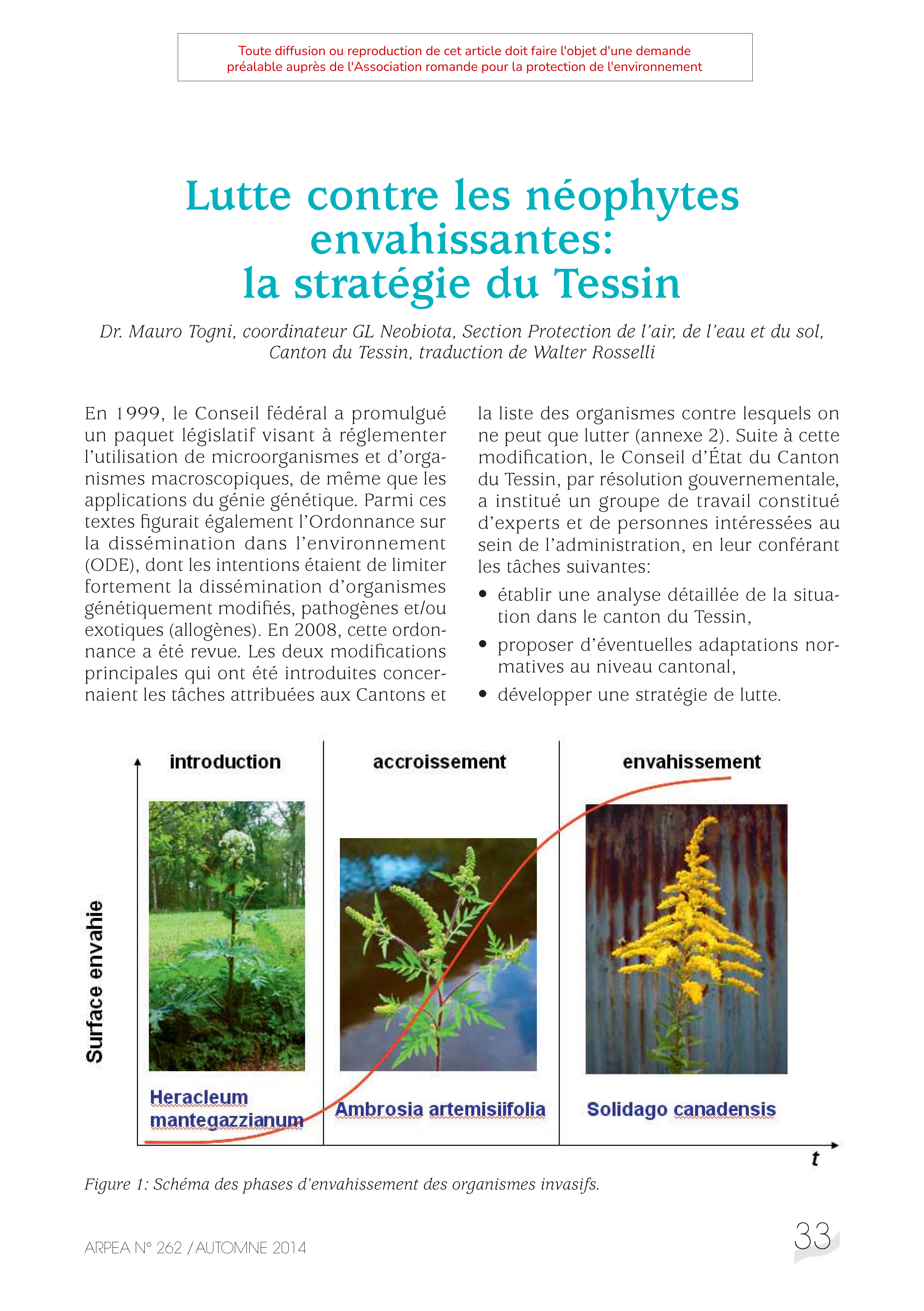 Lutte contre les néophytes envahissantes : la stratégie du Tessin