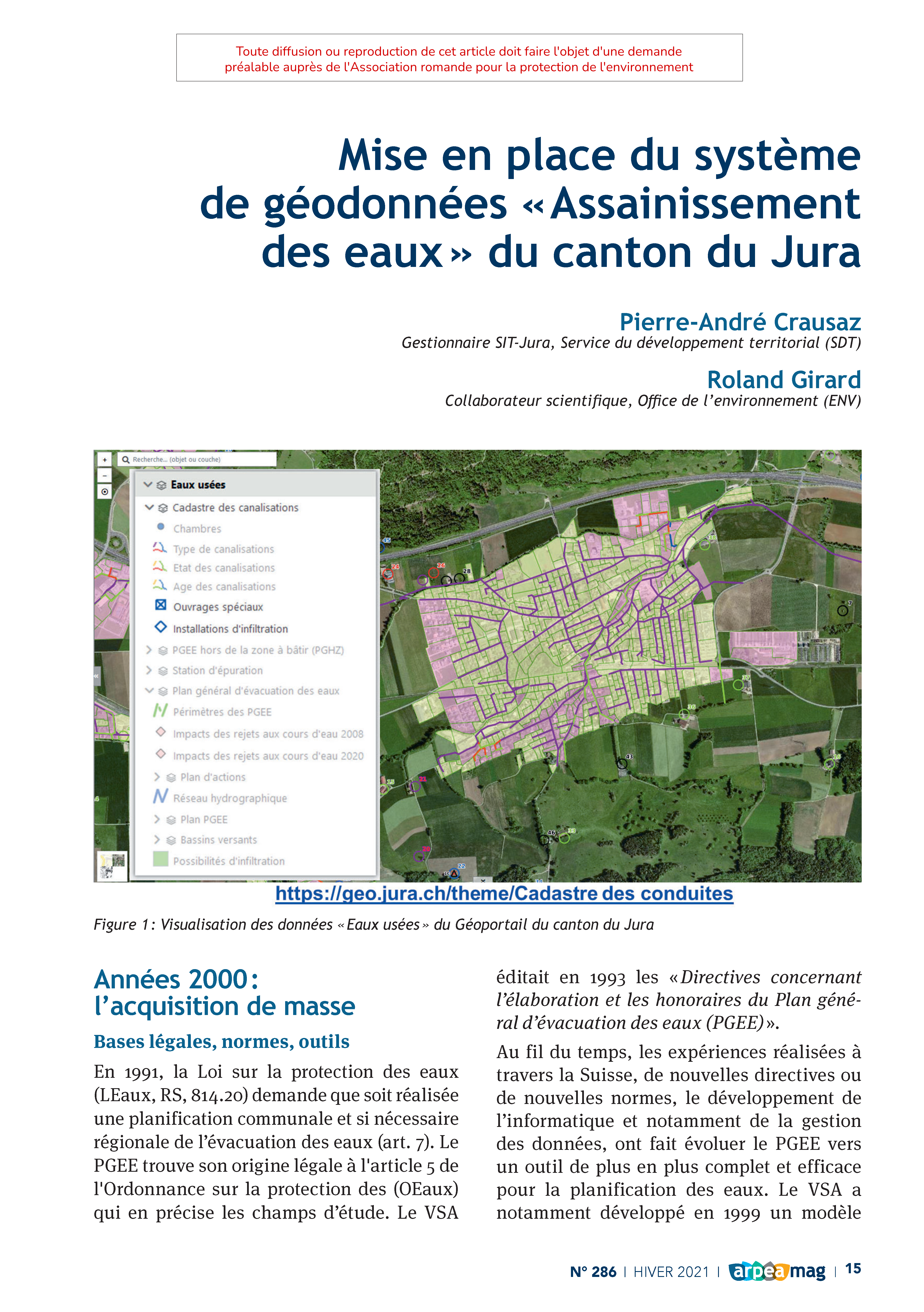 Mise en place du systême de géodonnées » Assainissement des eaux » du canton du Jura