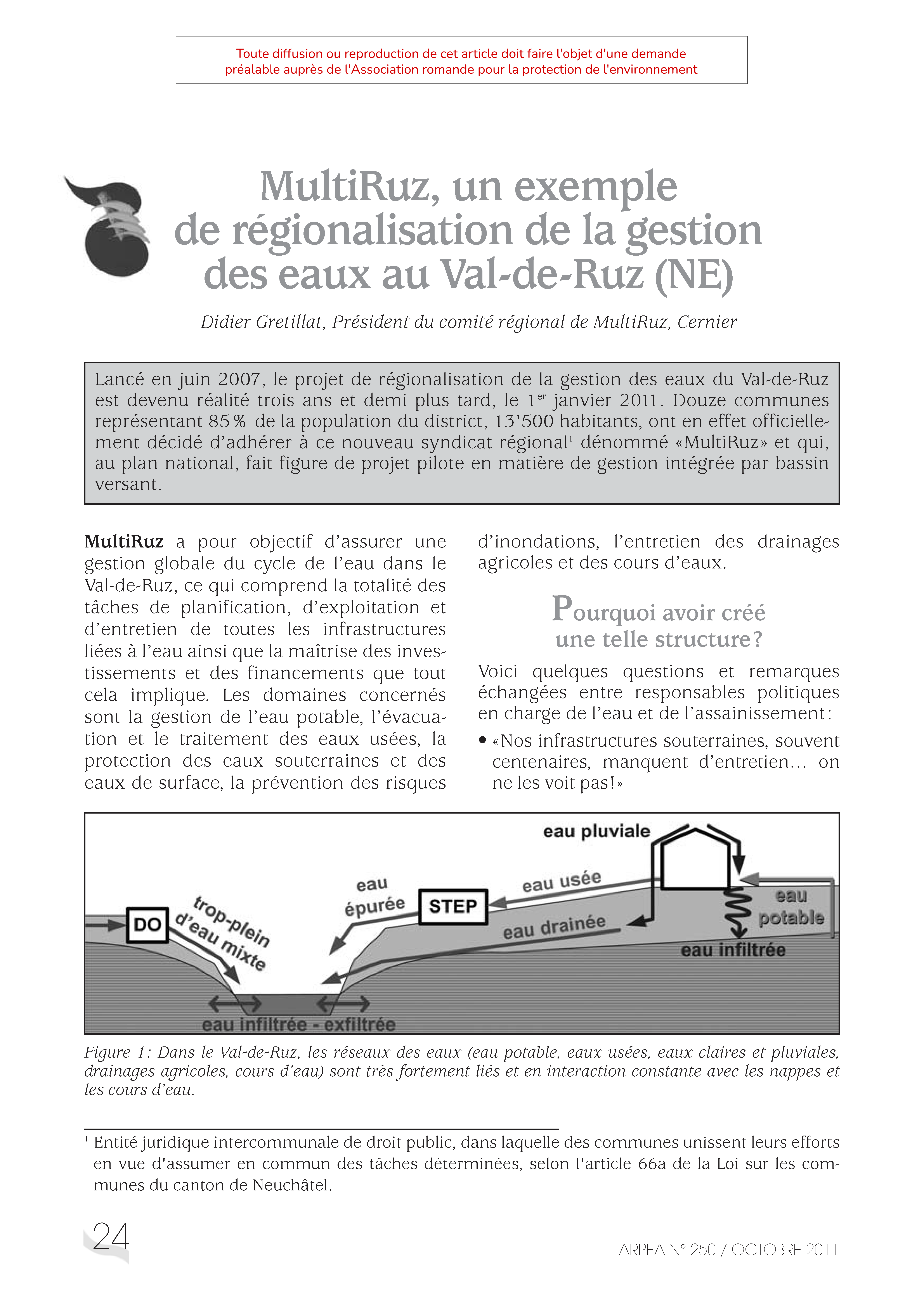 MultiRuz, un exemple de régionalisation de la gestion des eaux au Val-de-Ruz (NE)