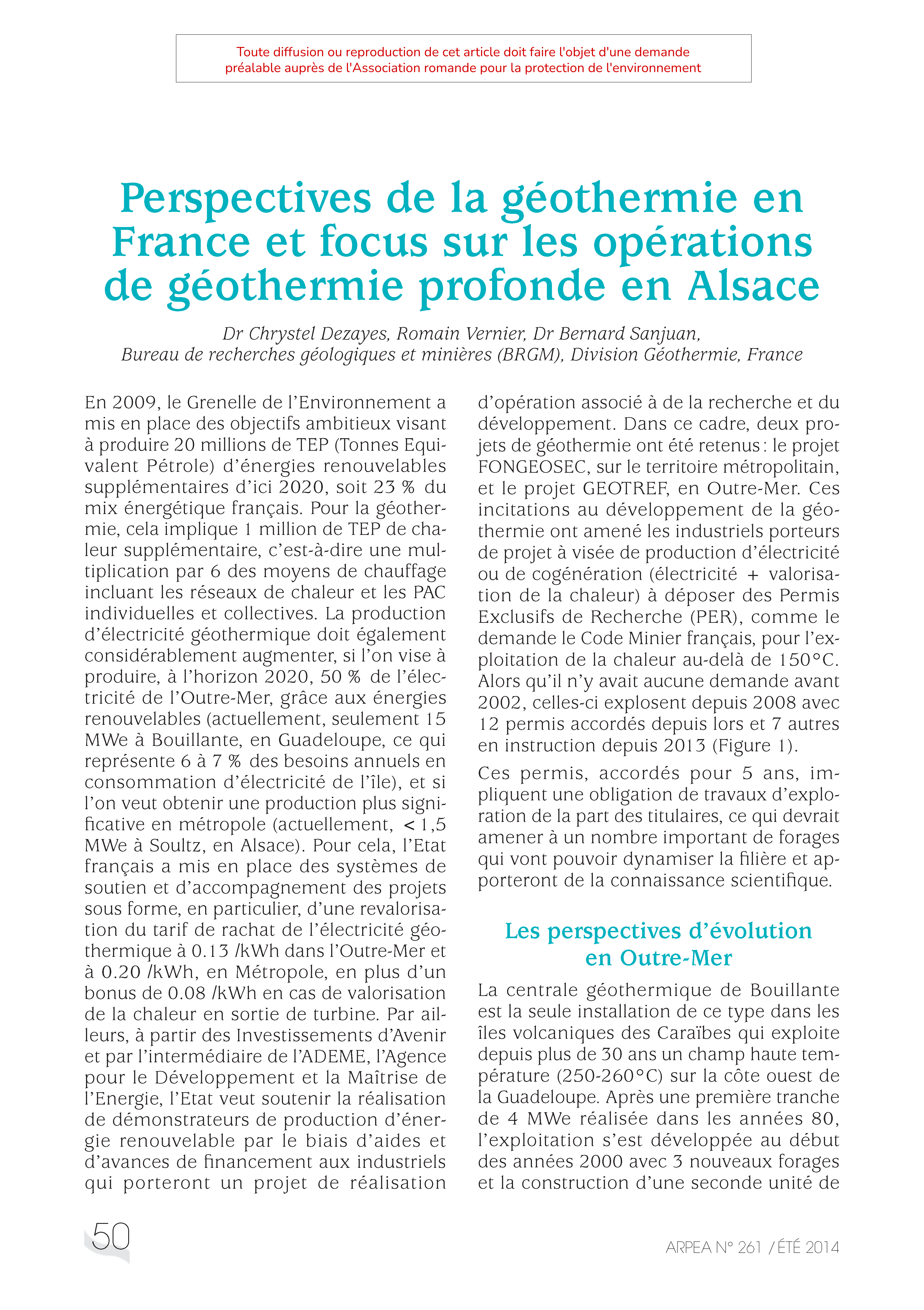 Perspectives de la géothermie en France et focus sur les opérations de géothermie profonde en Alsace
