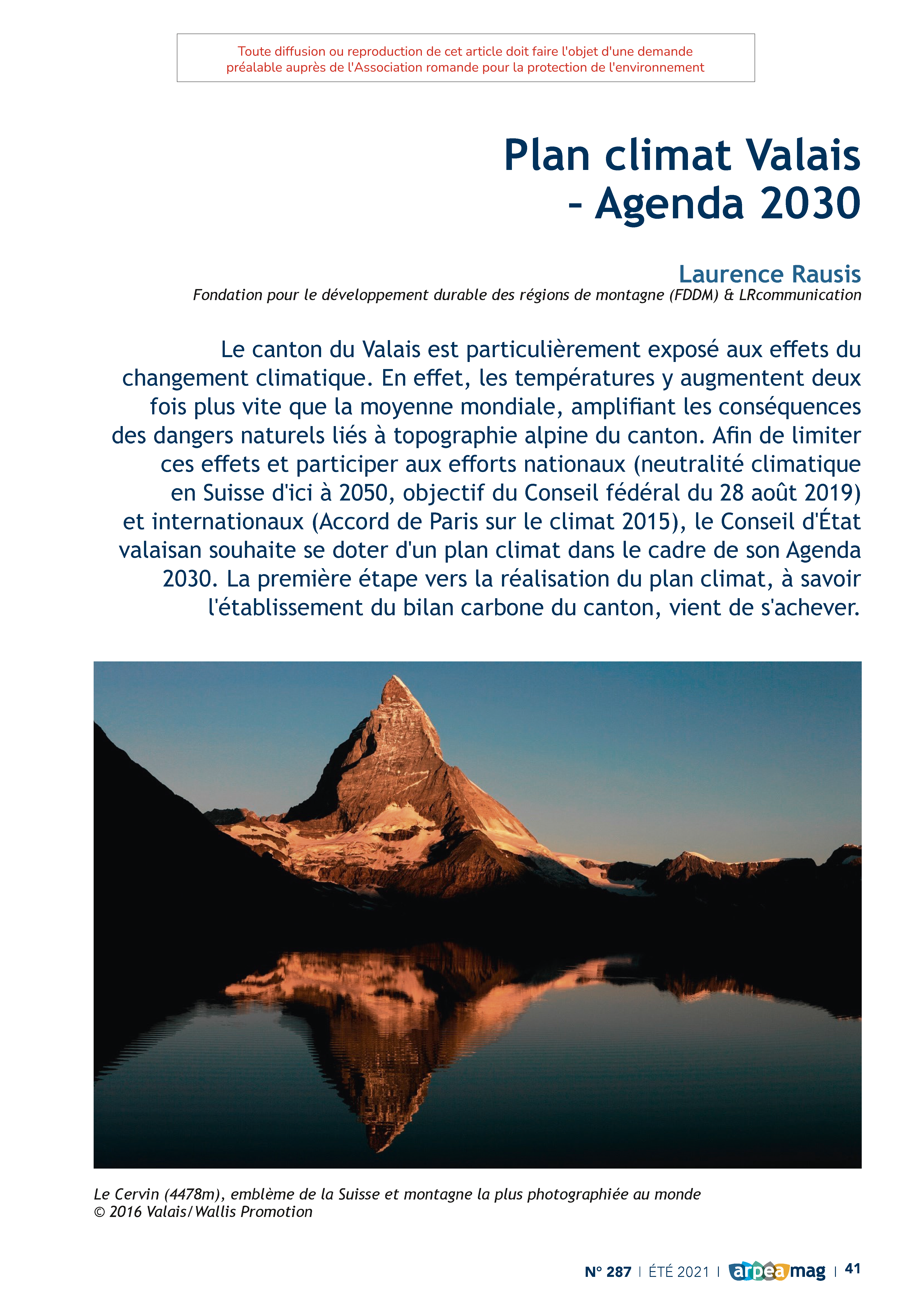 Plan climat Valais – Agenda 2030