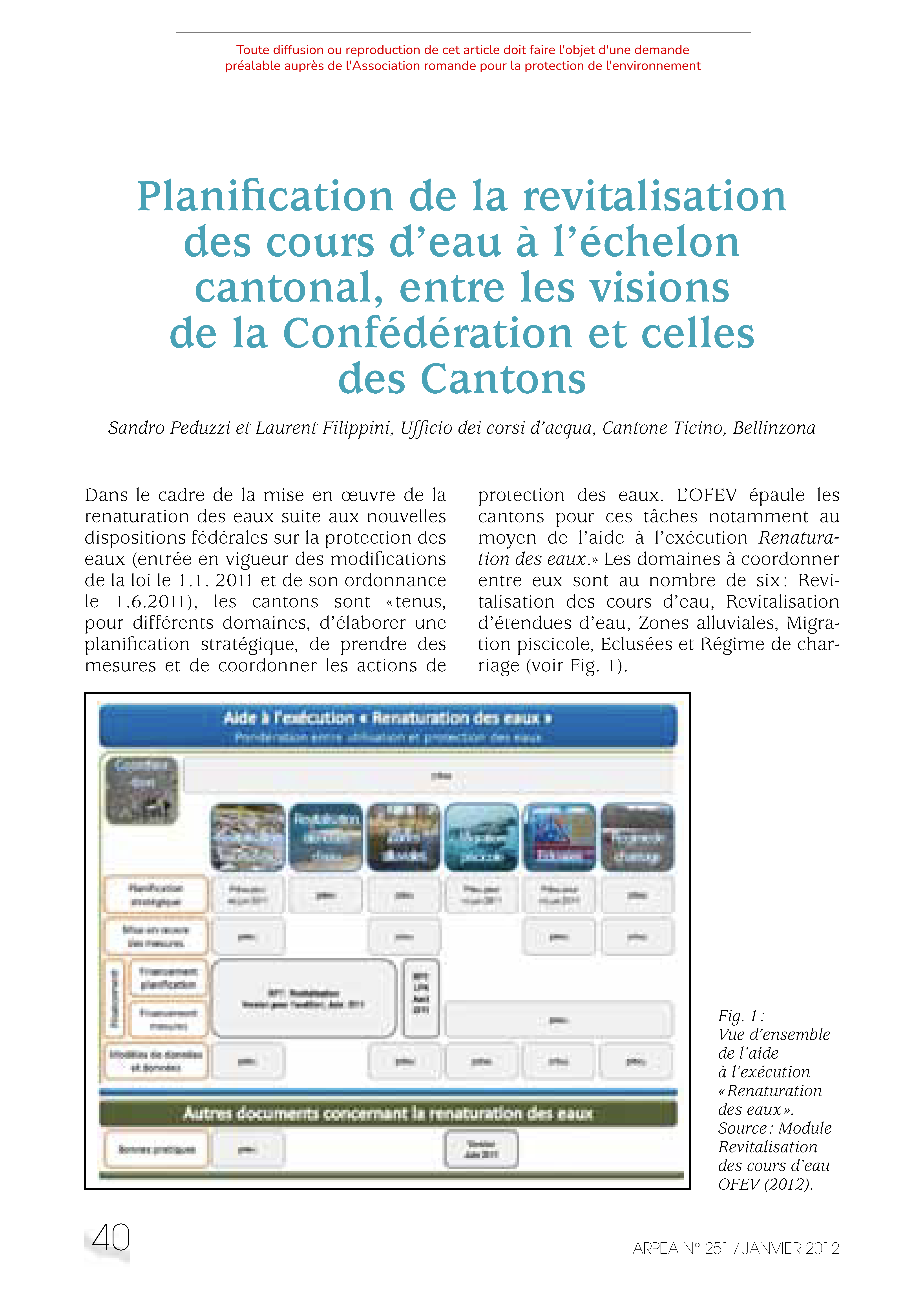 Planification de la revitalisation des cours d’eau à l’échelon cantonal, entre les visions de la Confédération et celles des Cantons
