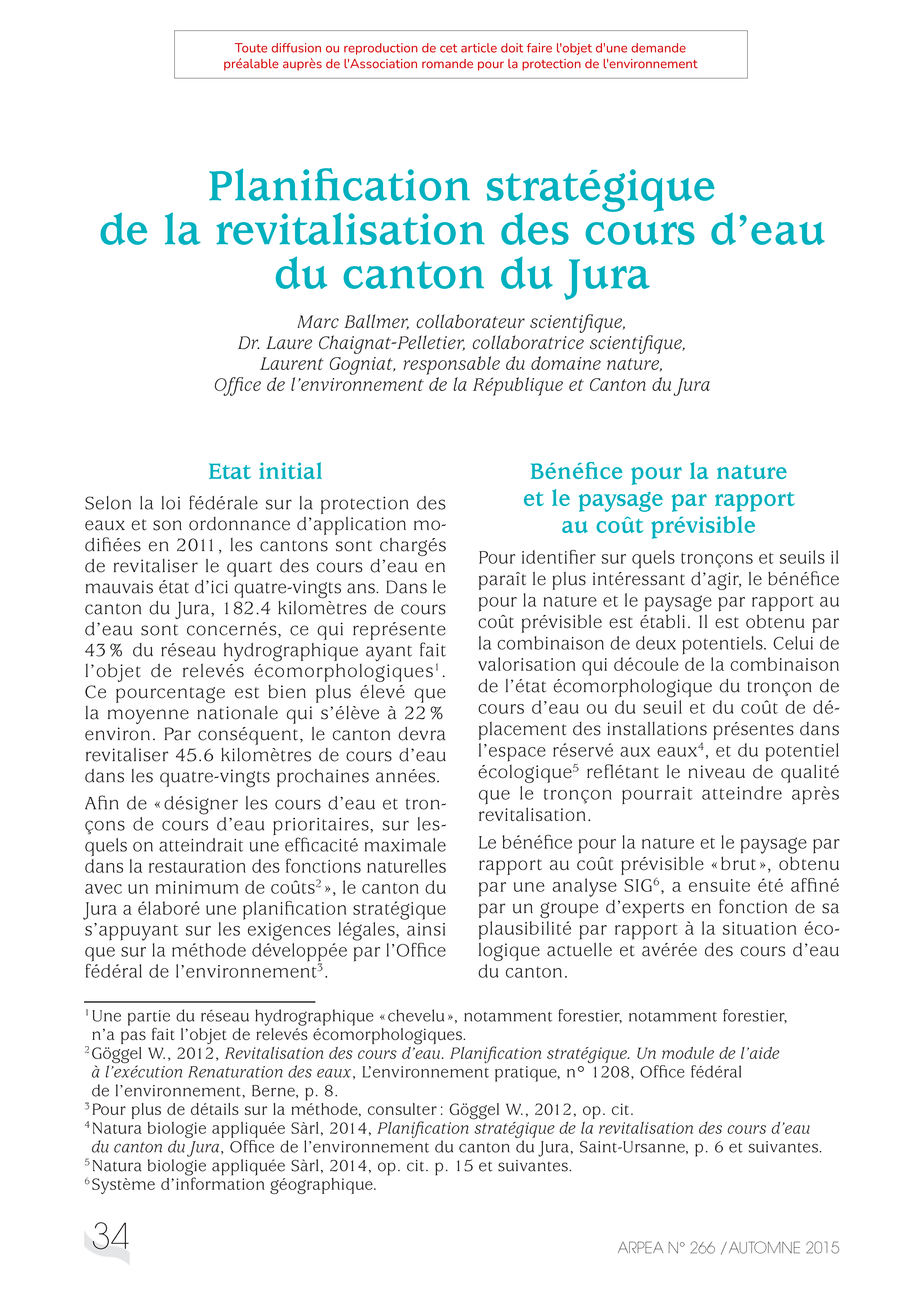 Planification stratégique de la revitalisation des cours d’eau du canton du Jura