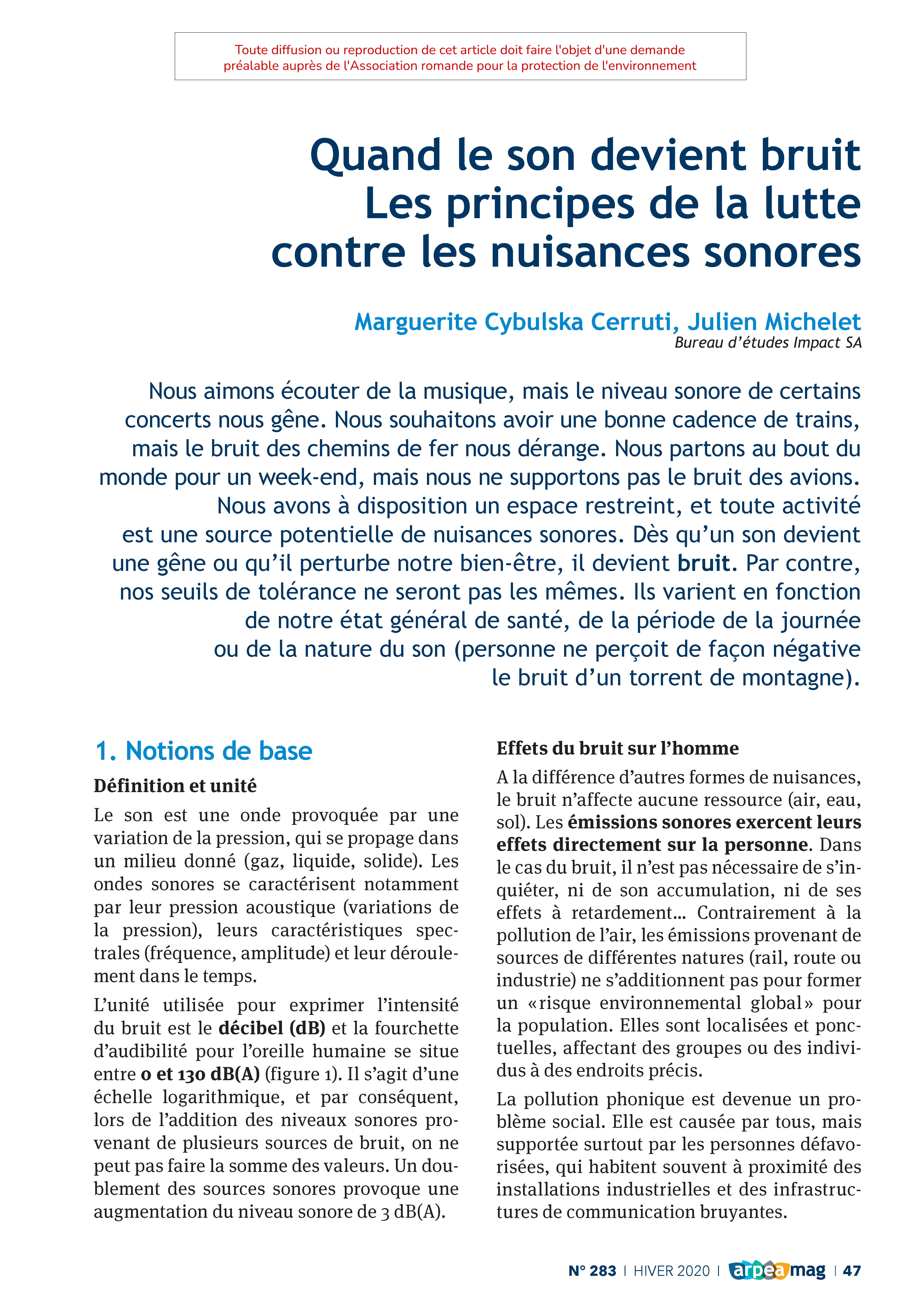 Quand le son devient bruit Les principes de la lutte contre les nuisances sonores
