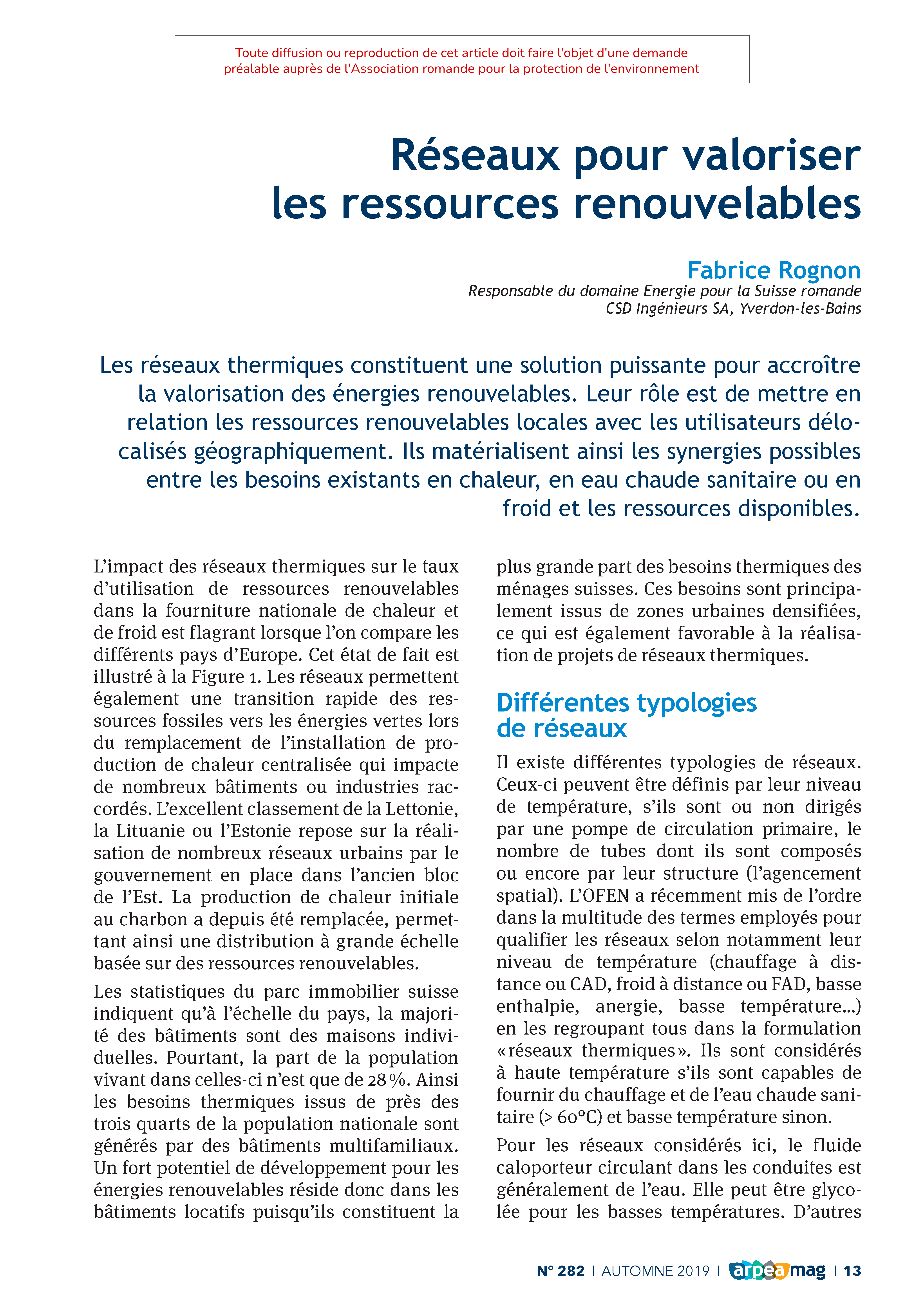 Réseaux pour valoriser les ressources renouvelables
