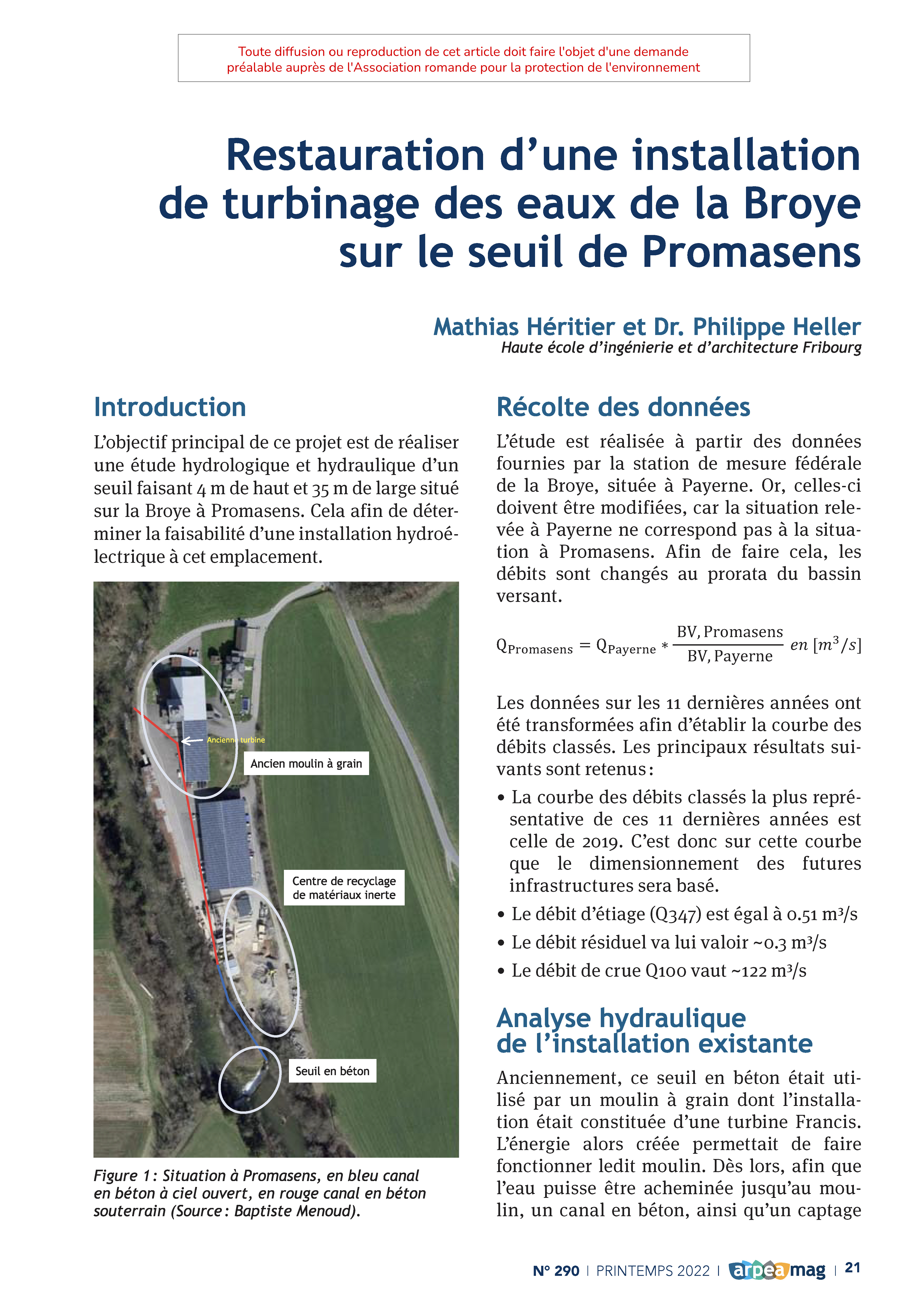 Restauration d’une installation de turbinage des eaux de la Broye sur le seuil de Promasens