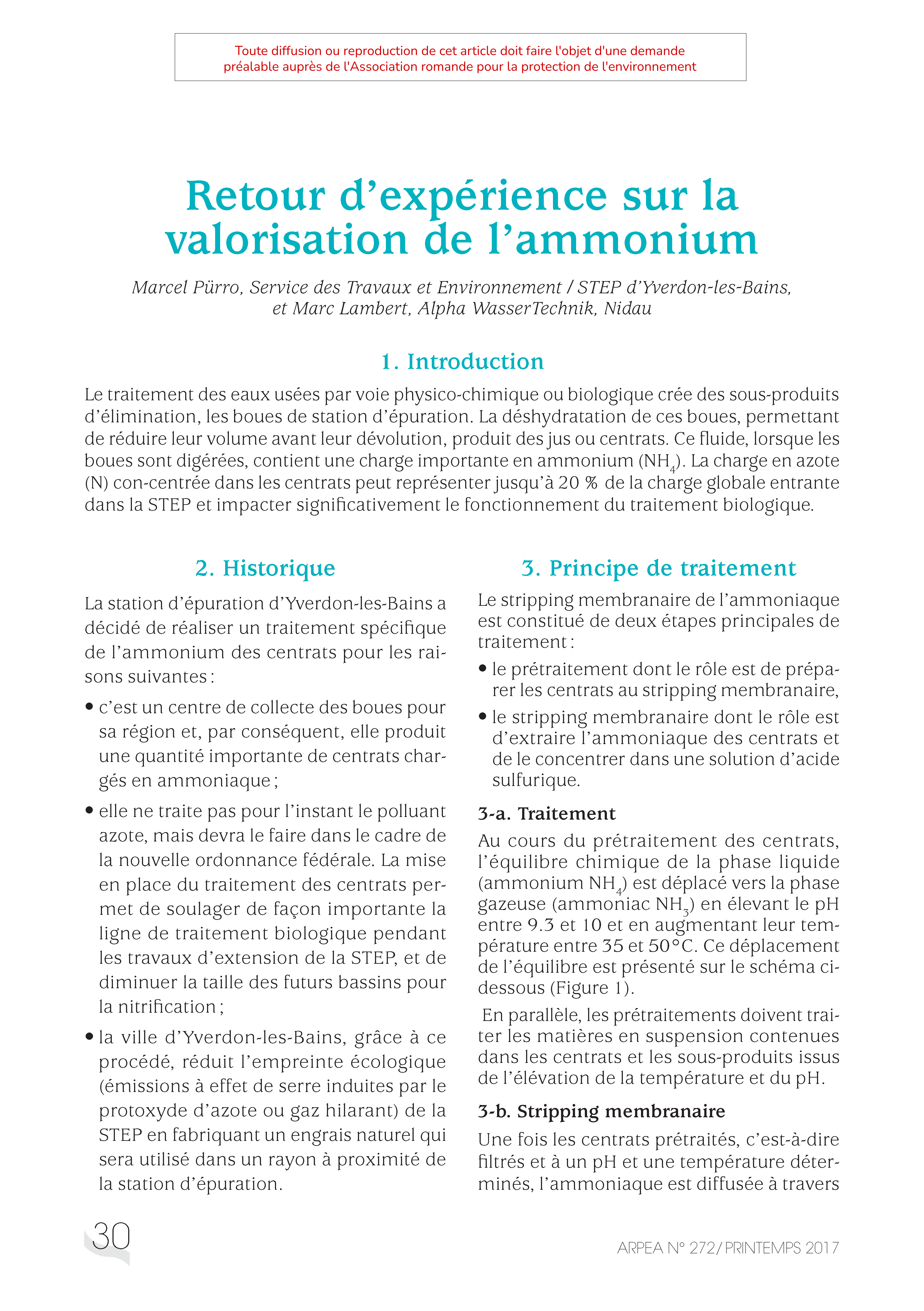 Retour d’expérience sur la valorisation de l’ammonium