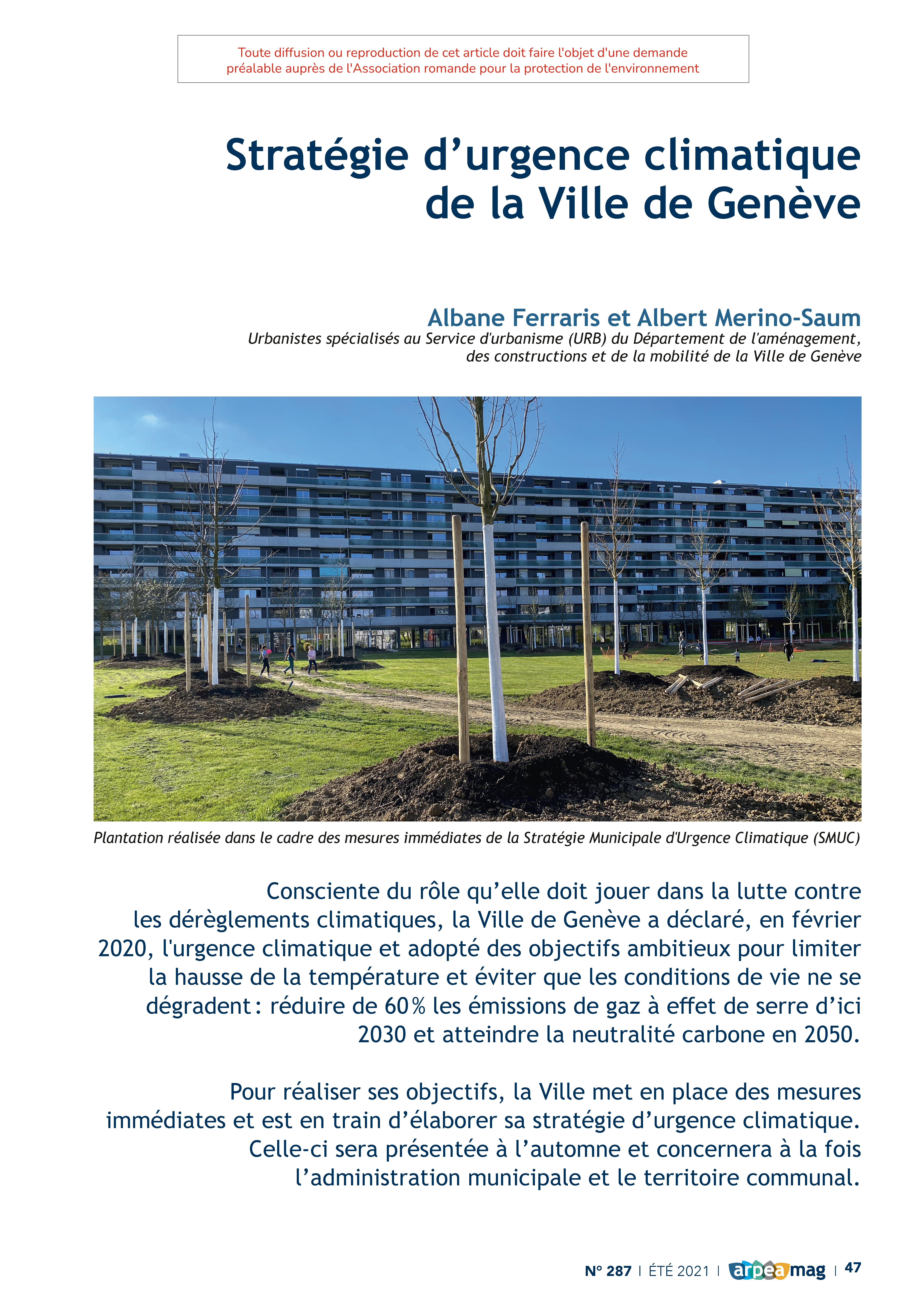 Stratégie d’urgence climatique de la Ville de Genève
