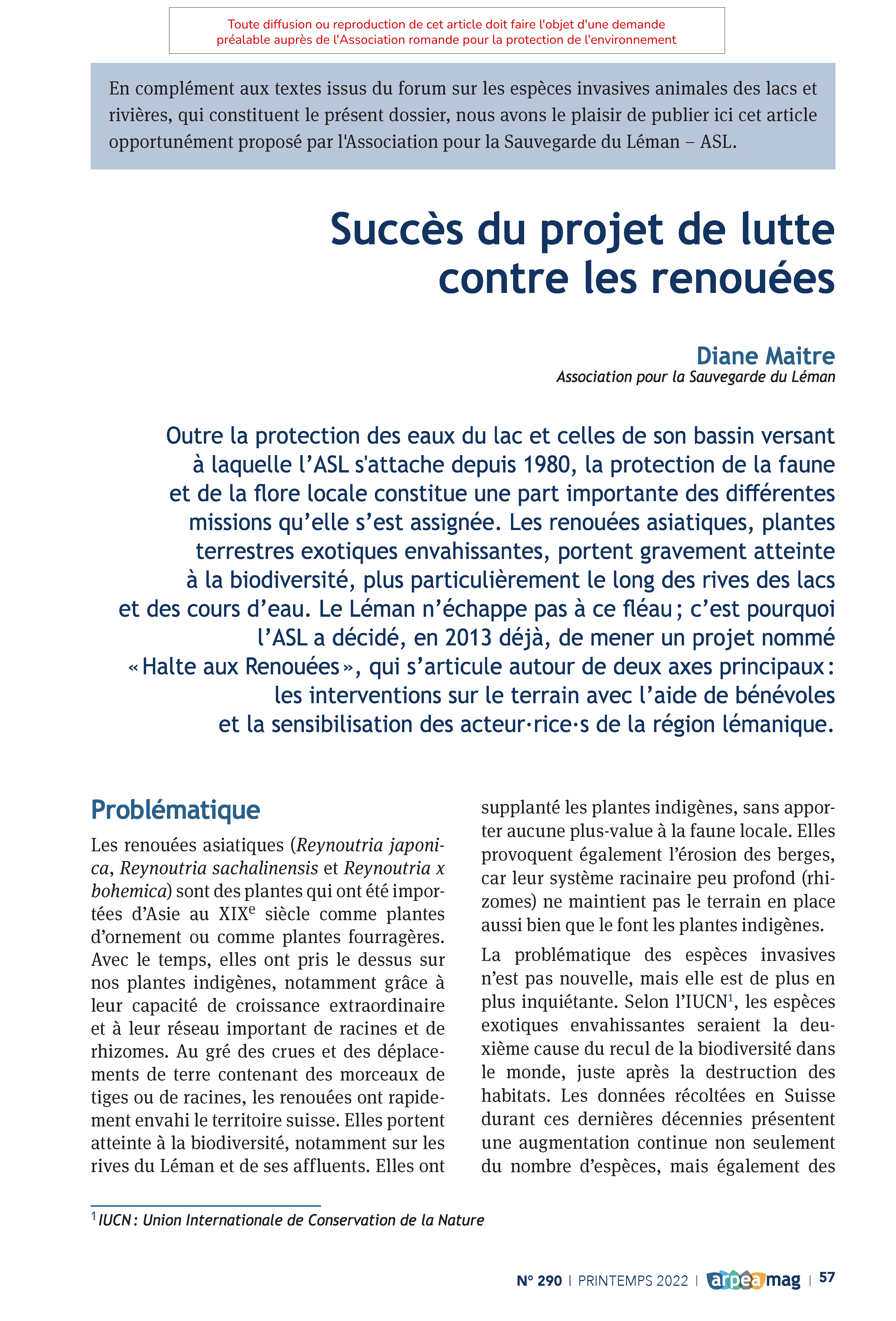 Succès du projet de lutte contre les renouées