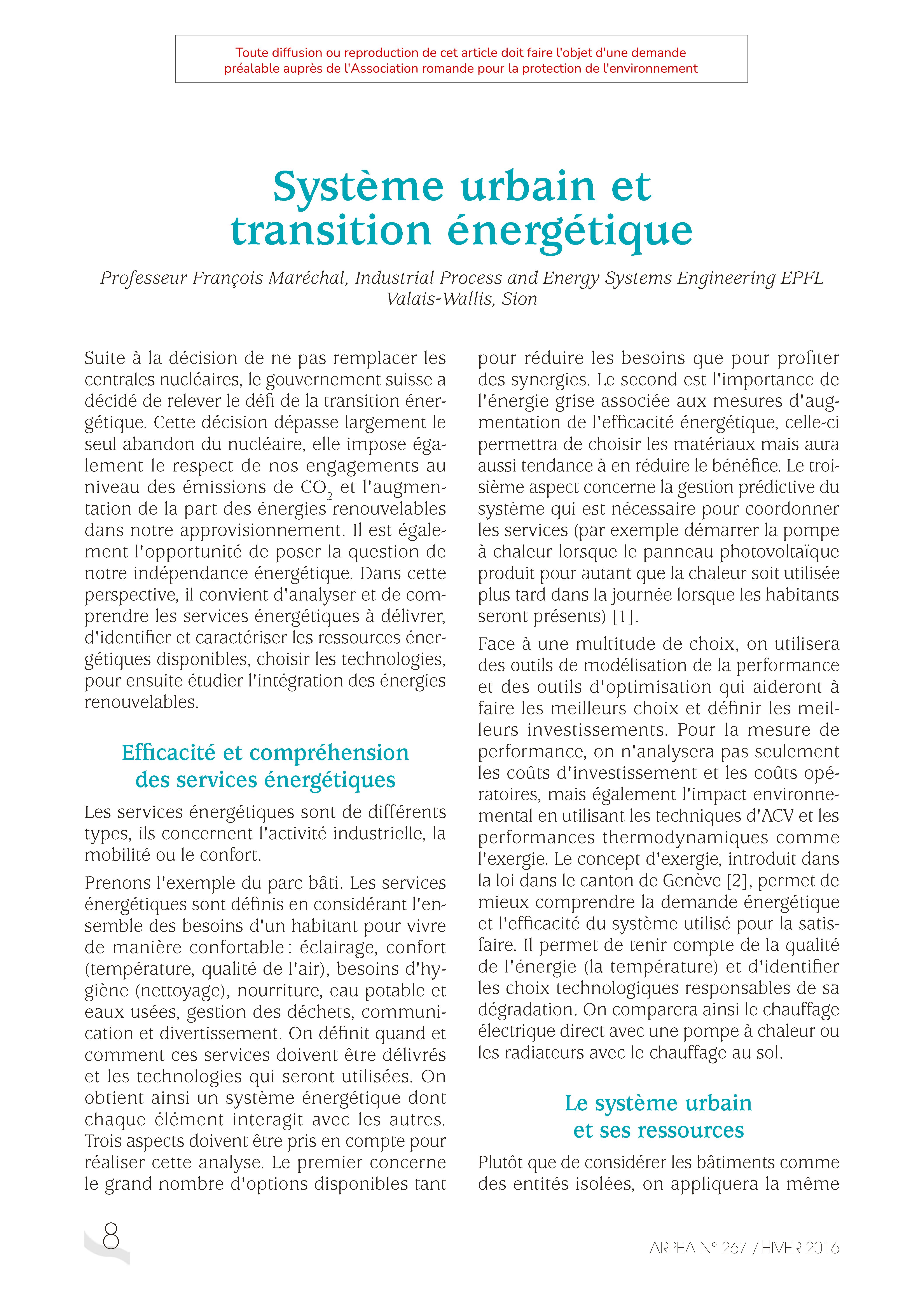 Système urbain et transition énergétique