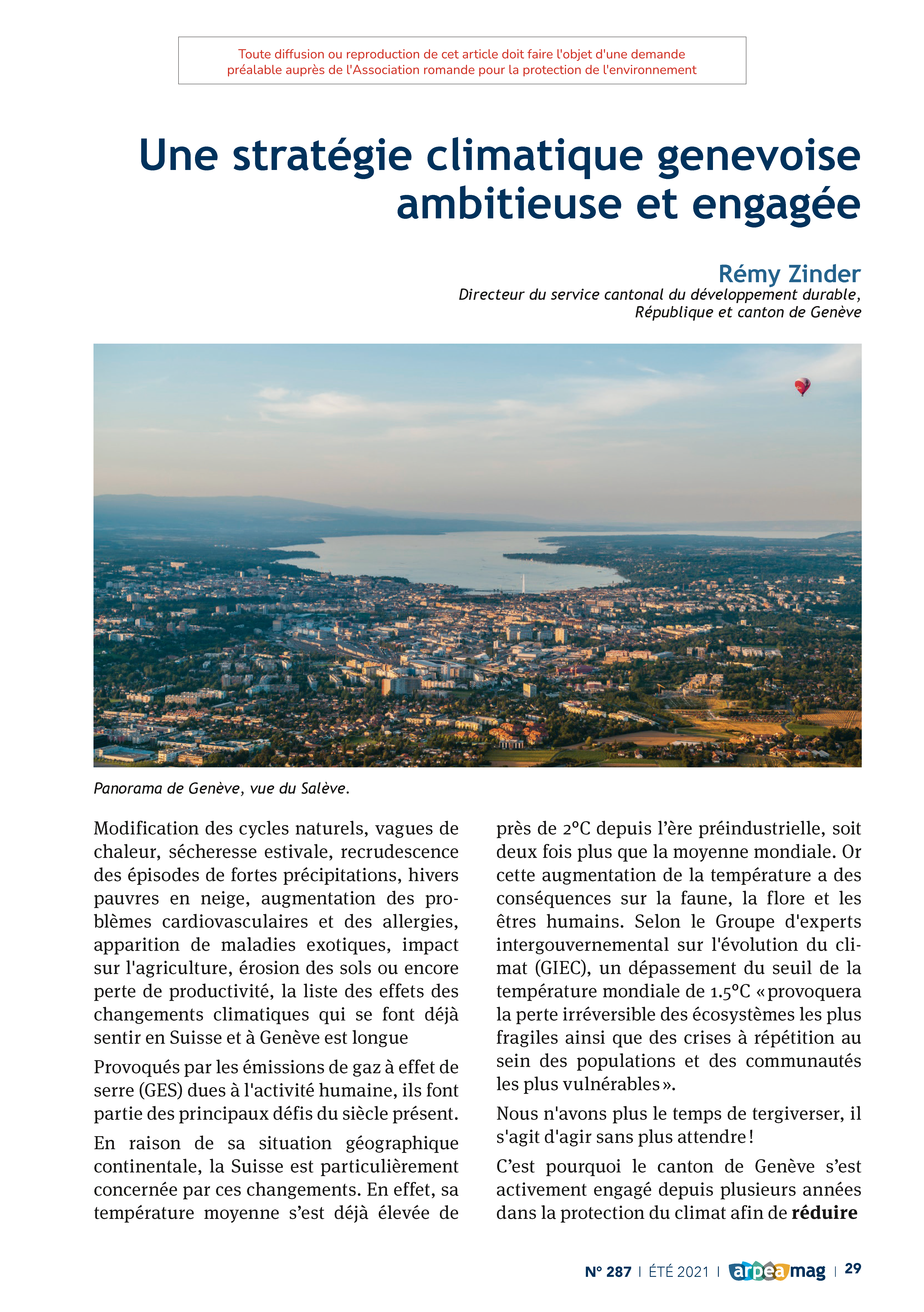 Une stratégie climatique genevoise ambitieuse et engagée