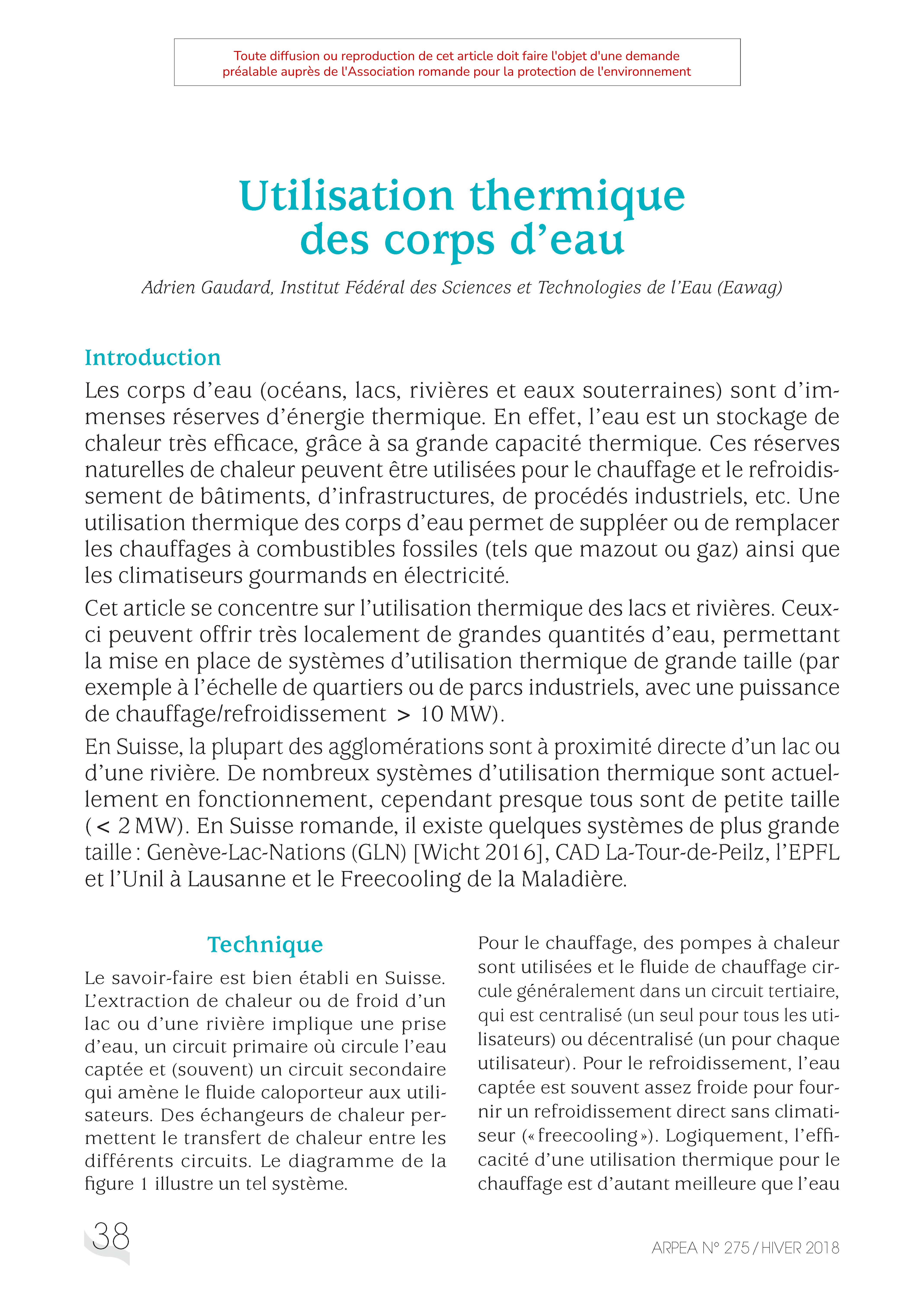 Utilisation thermique des corps d’eau