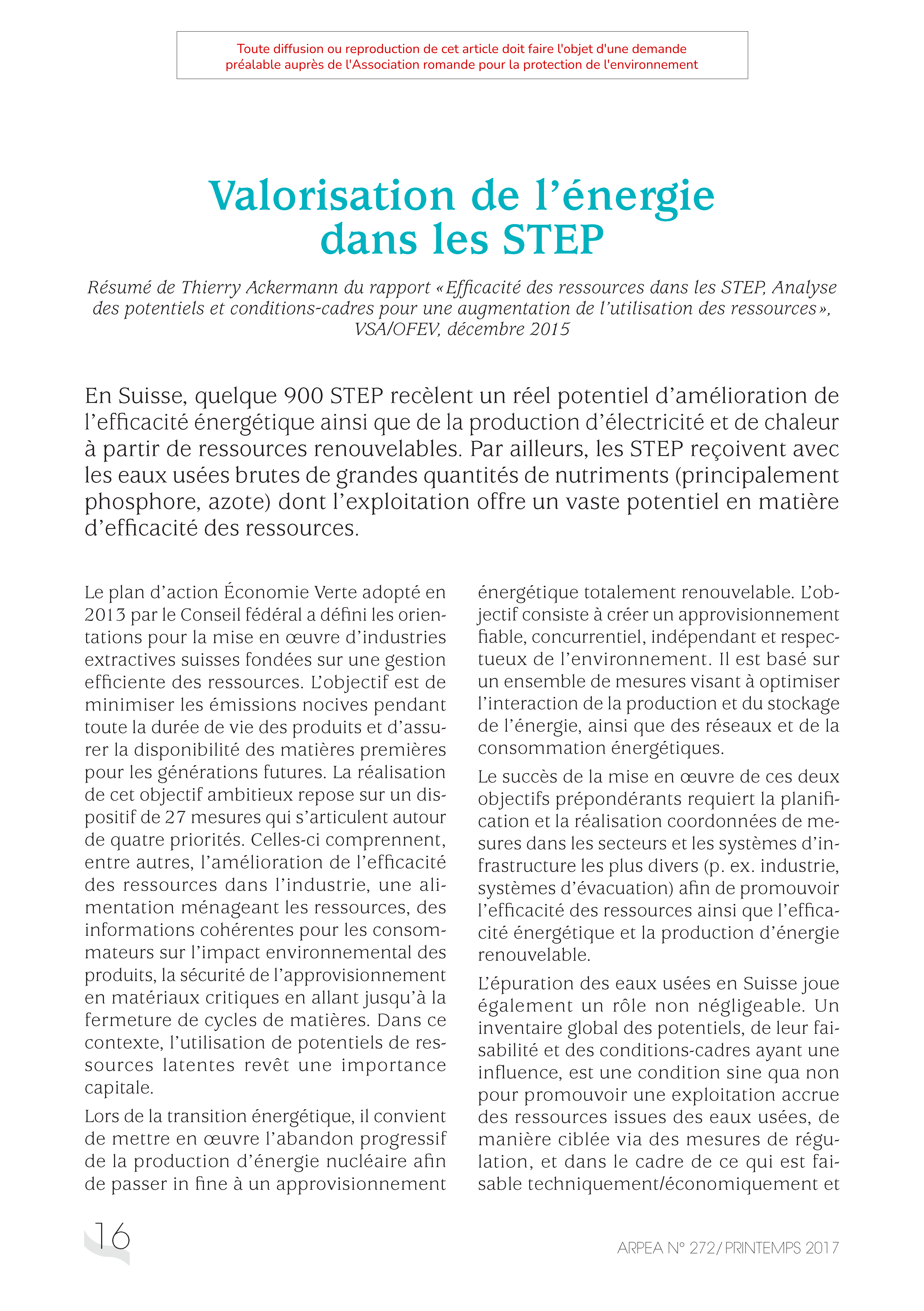 Valorisation de l’énergie dans les STEP