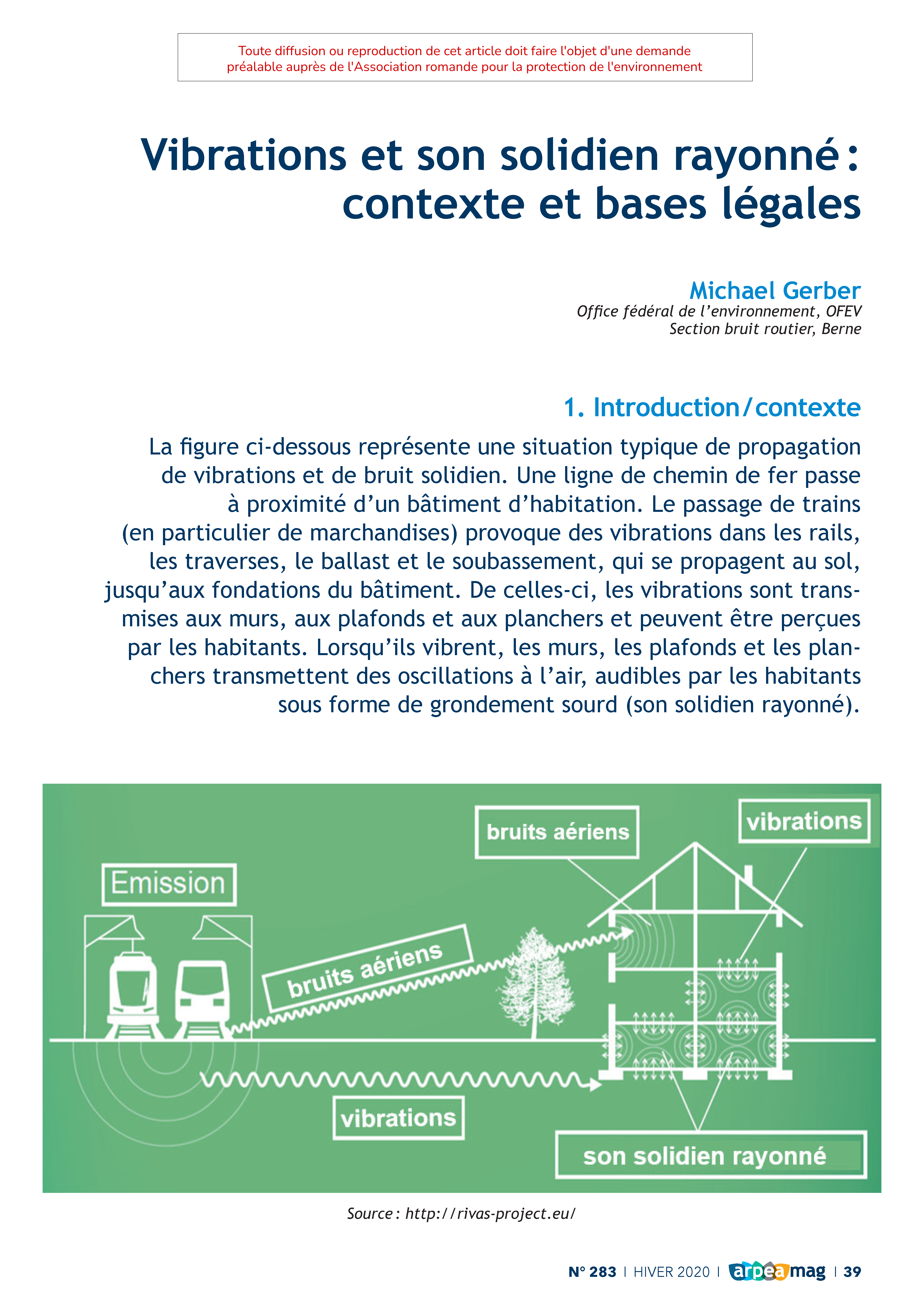 Vibrations et son solidien rayonné : contexte et bases légales