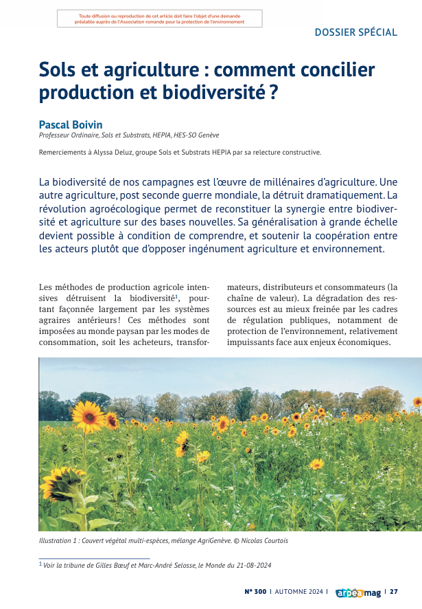 Sols et agriculture : comment concilier production et biodiversité ?