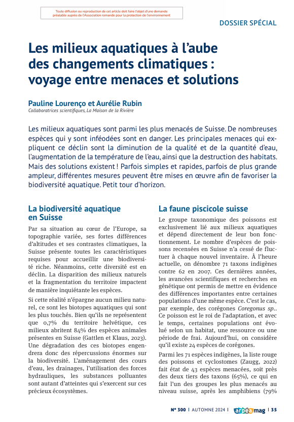 Les milieux aquatiques à l’aube des changements climatiques : voyage entre menaces et solutions