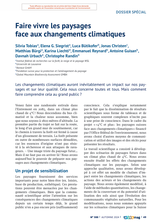 Faire vivre les paysages face aux changements climatiques